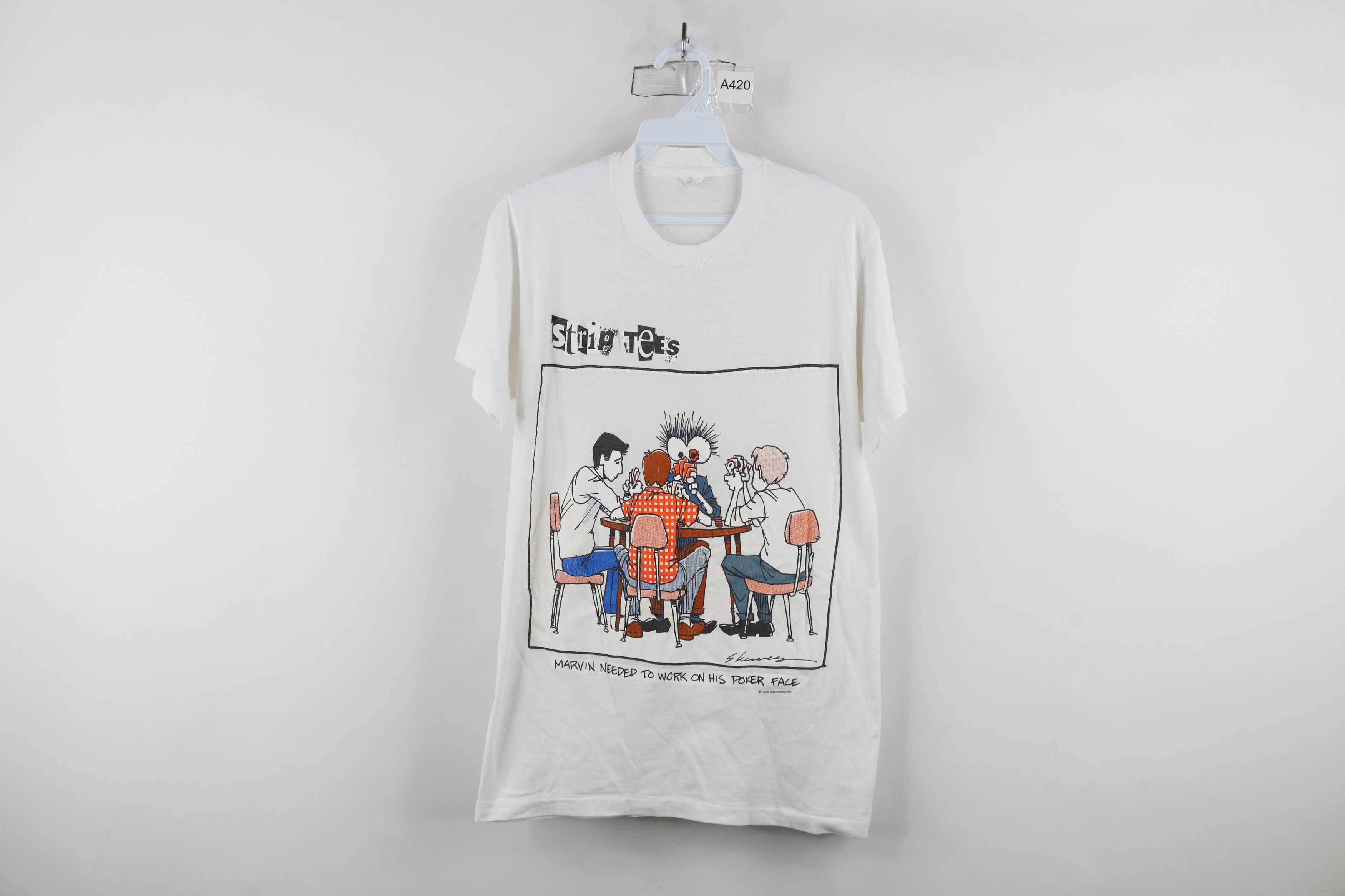 Vintage 80s Streetwear Tees Comic Poker T Shirt White Usa Hoodie, Sweatshirt | PodTeesHub.com