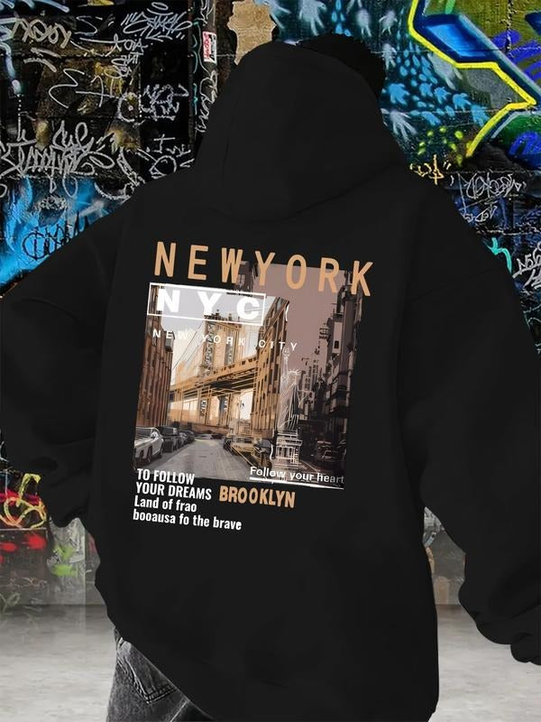 Women's Hoodie with Nyc Cityscape & Brooklyn Street Art, Fitted Style for Urban Fashion & Casual Wear, Spring/fall Season...