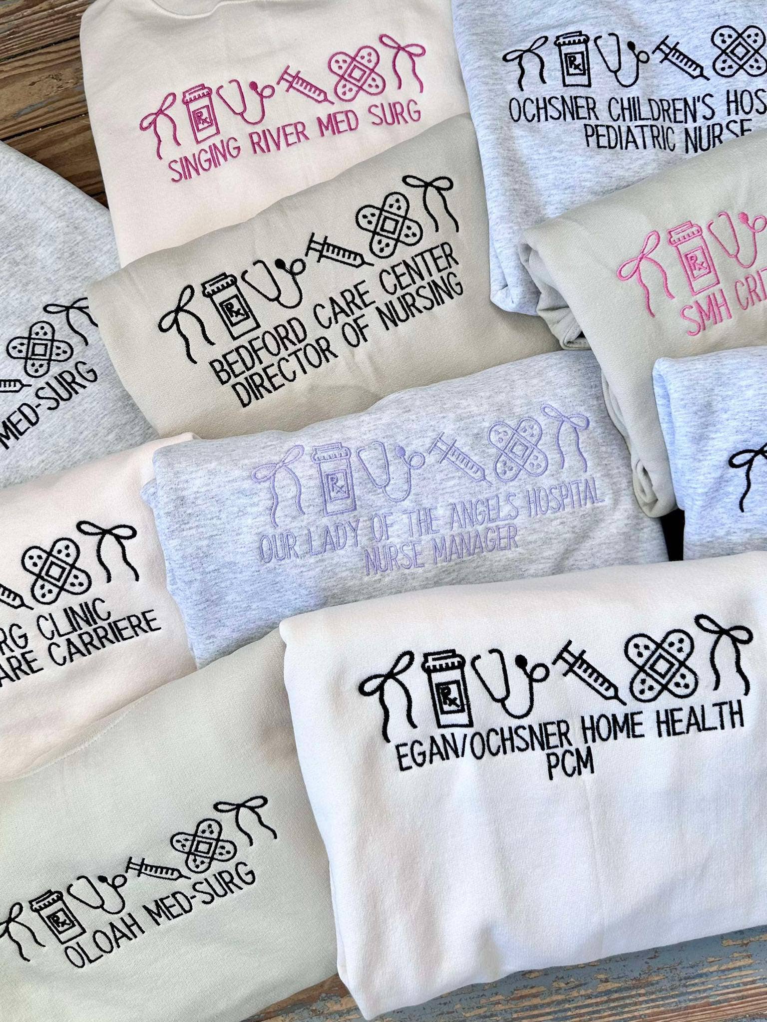 Hospital Nurse Things Custom Embroidery Sweatshirt T-Shirts, Hoodie | PodTeesHub.com