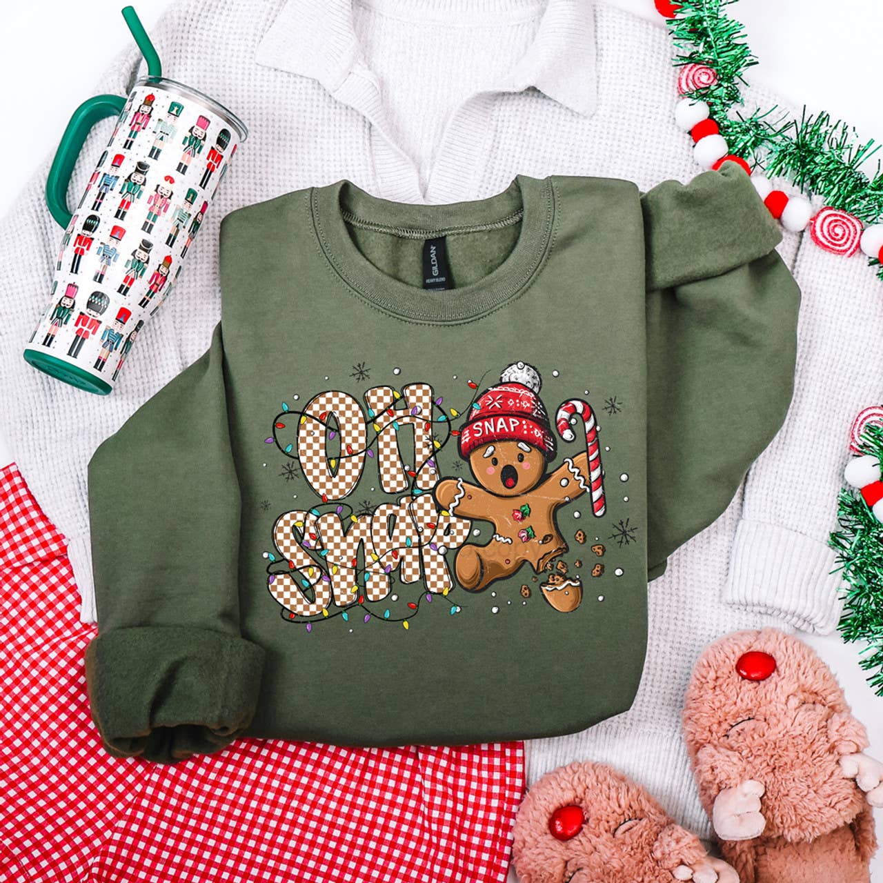Checkered Oh Snap Gingerbread Sweatshirt T-Shirts, Hoodie | PodTeesHub.com