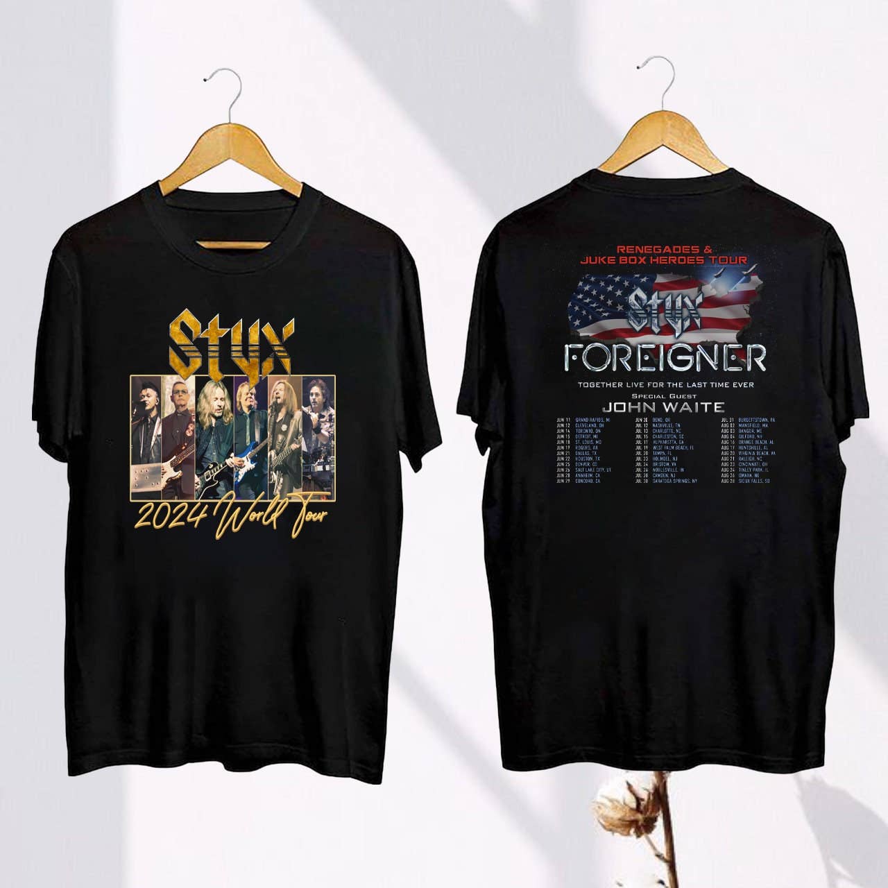 Styx & Foreigner 2024 Tour Shirt - Band Merch & Fan Gift Hoodie, Sweatshirt | PodTeesHub.com