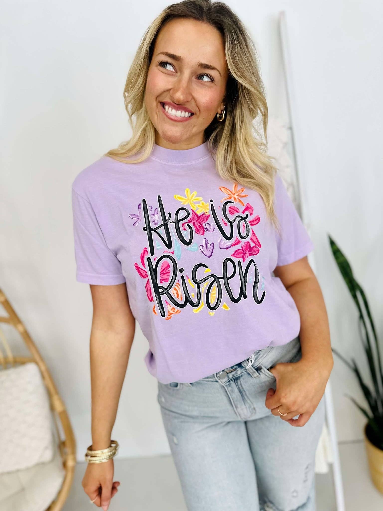 Hand Drawn He Is Risen Flowers Dtf Tee Hoodie, Sweatshirt | PodTeesHub.com