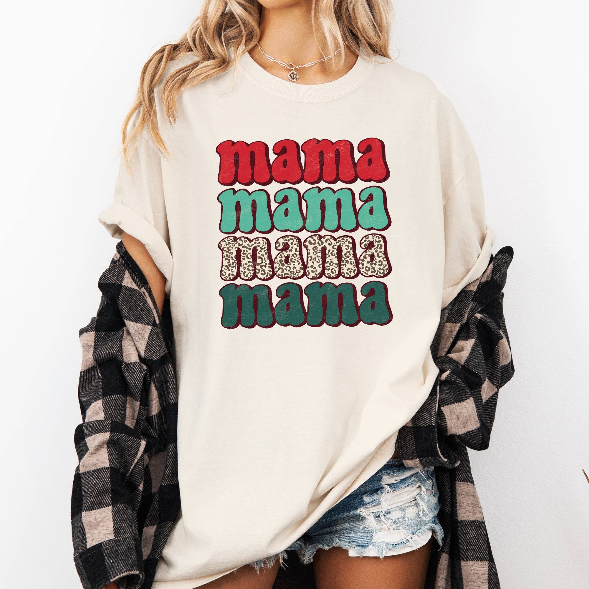 Mama Mama Mama Mama Christmas, Retro, Leopard Print Tshirt Hoodie, Sweatshirt | PodTeesHub.com