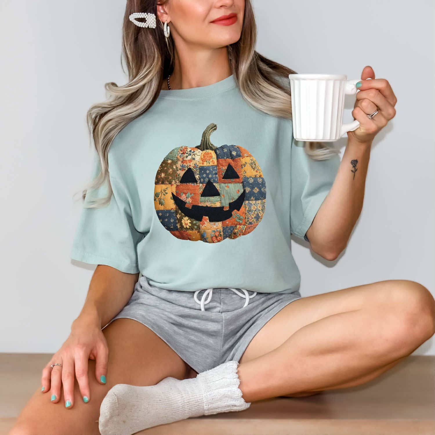 Patchwork Pumpkin Tee Hoodie, Sweatshirt | PodTeesHub.com