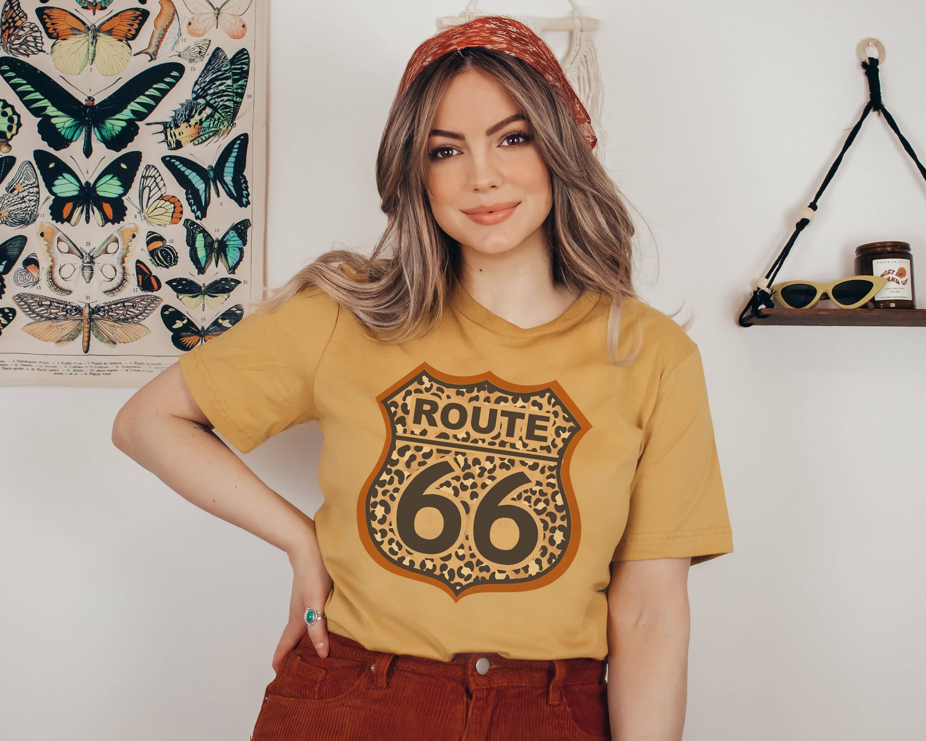 Leopard Route 66 West Graphic Tee | Western Shirt Hoodie, Sweatshirt | PodTeesHub.com