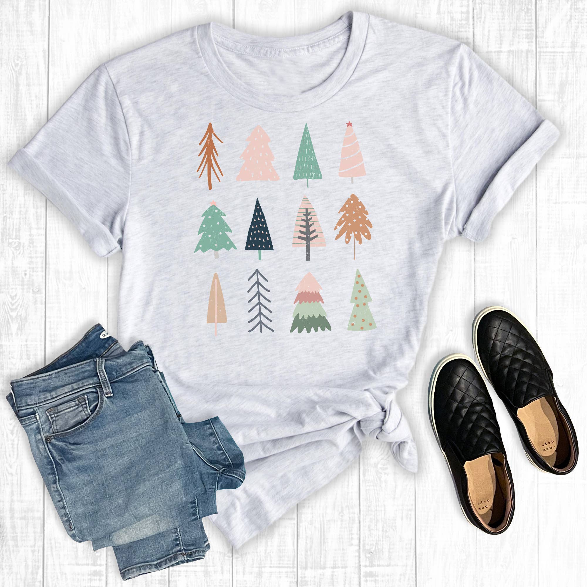 Merry Christmas Trees Graphic Tee Hoodie, Sweatshirt | PodTeesHub.com