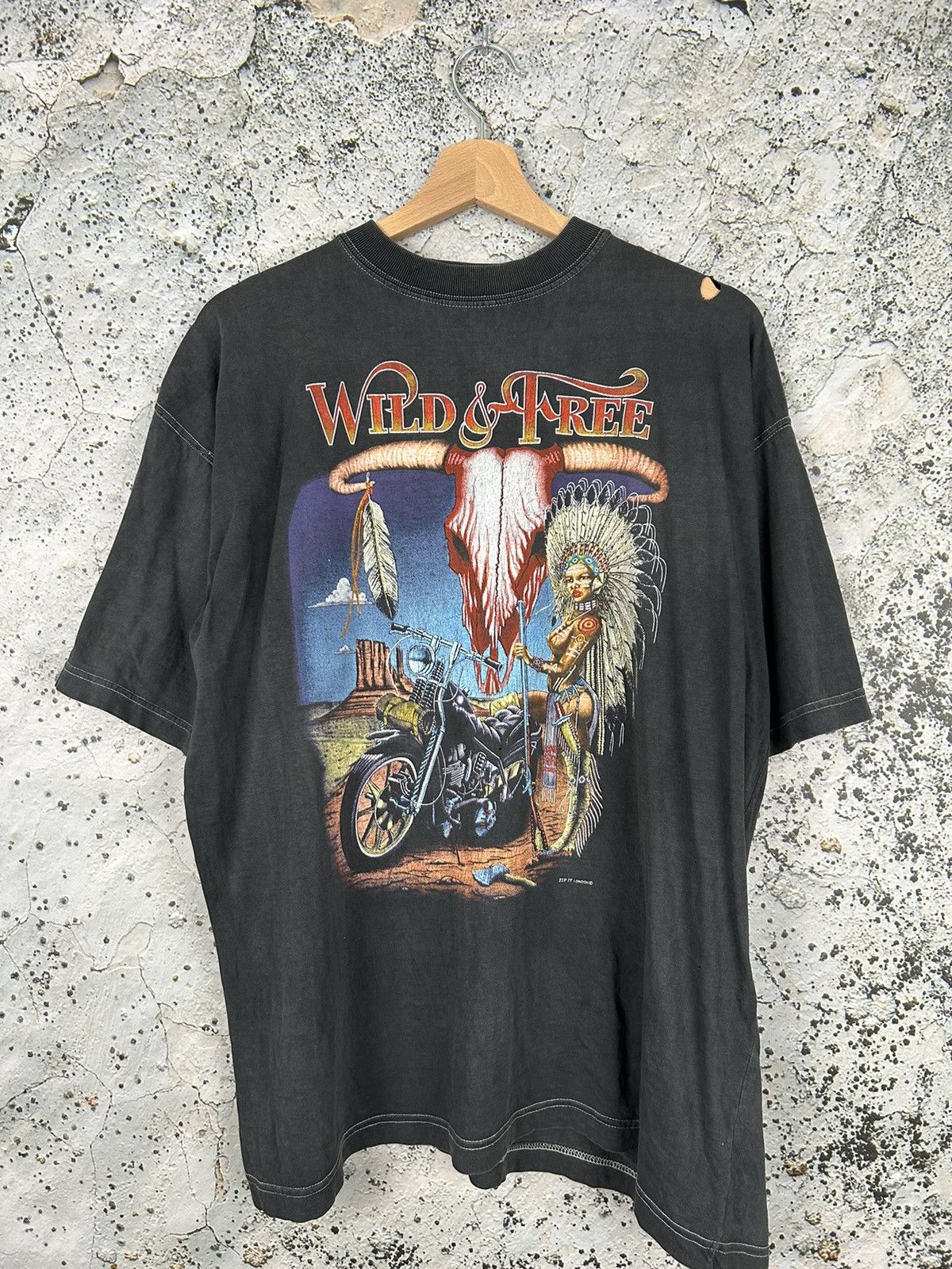 Other Vintage 90s Indian Graphic Tee Washed Black Rock Punk Hype Hoodie, Sweatshirt | PodTeesHub.com