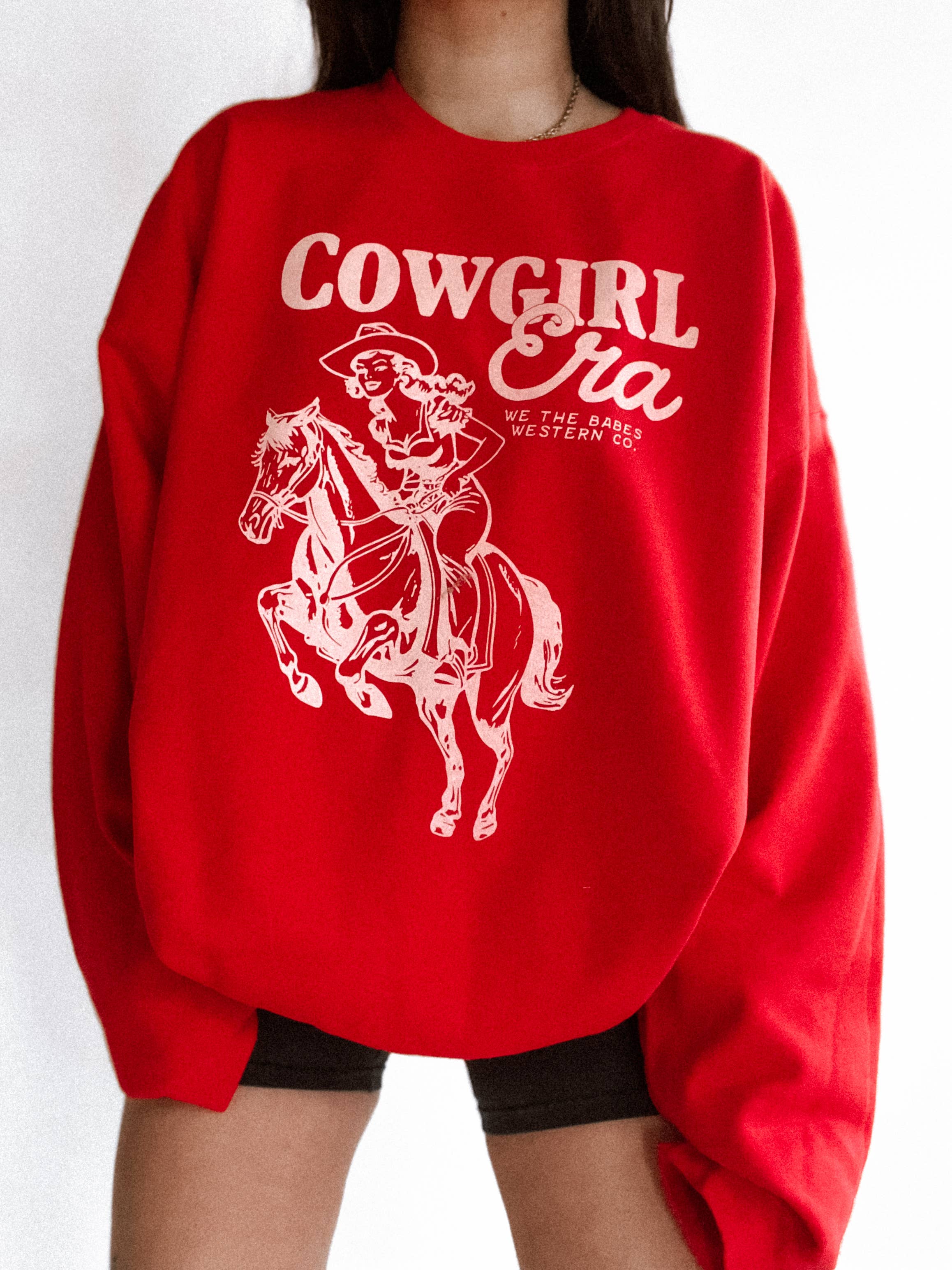 Cowgirl Era Western Graphic Sweatshirt - Red T-Shirts, Hoodie | PodTeesHub.com
