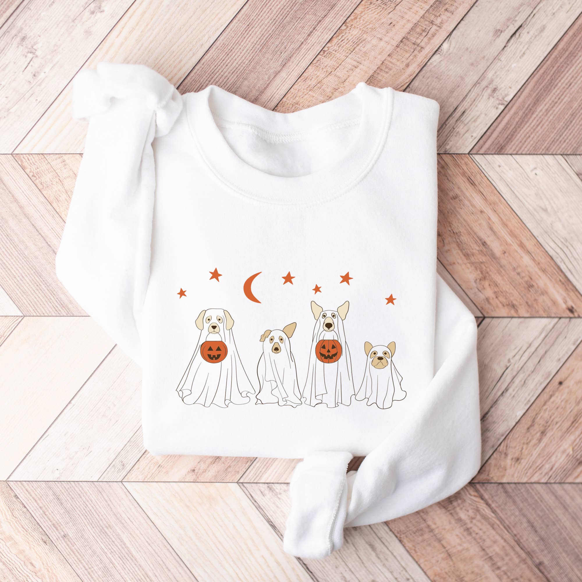 Ghost Dogs Sweatshirt - Halloween Pets Crewneck Sweater T-Shirts, Hoodie | PodTeesHub.com