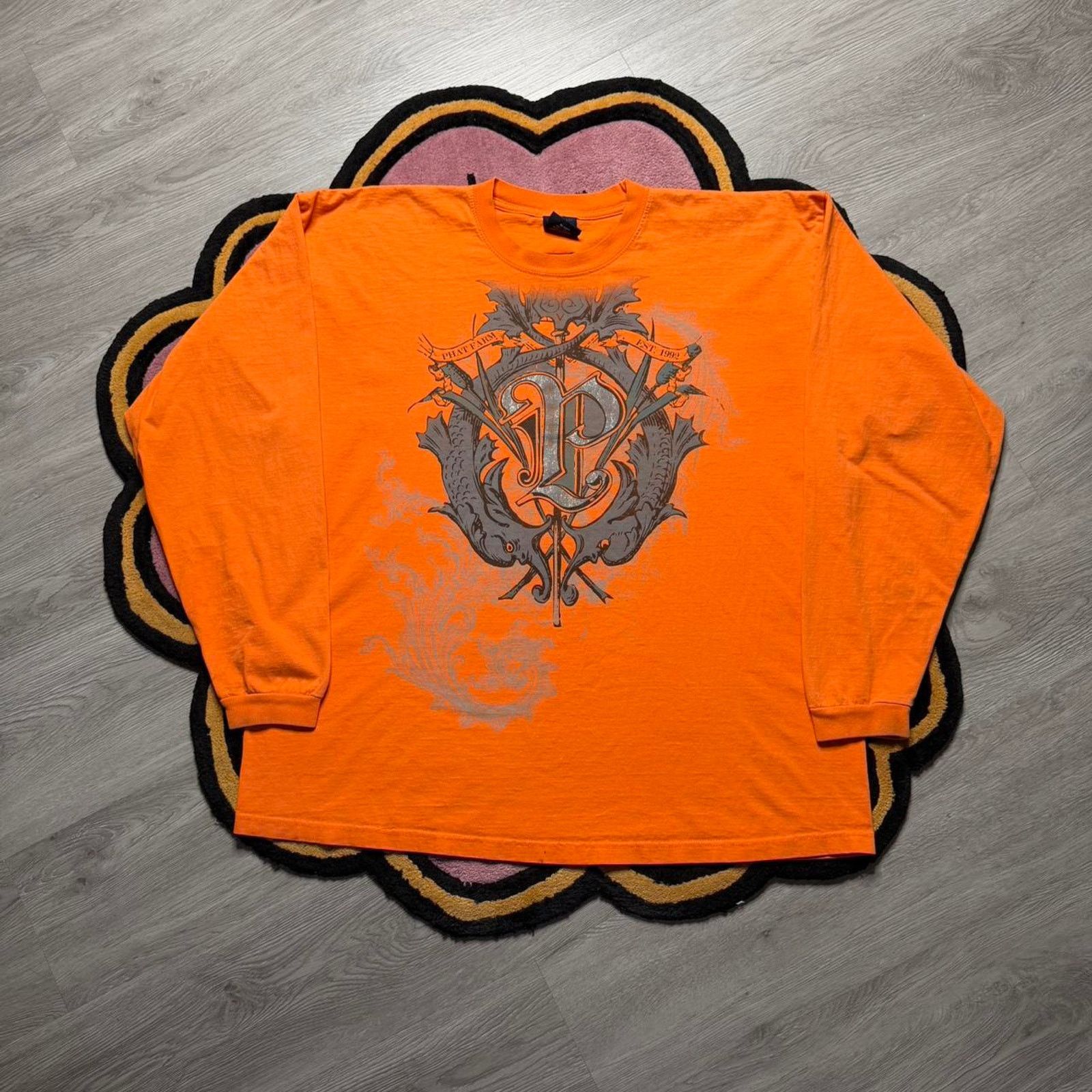 Vintage Y2k Phat Farm Graphic Logo T Shirt Size 2xl Orange Hoodie, Sweatshirt | PodTeesHub.com