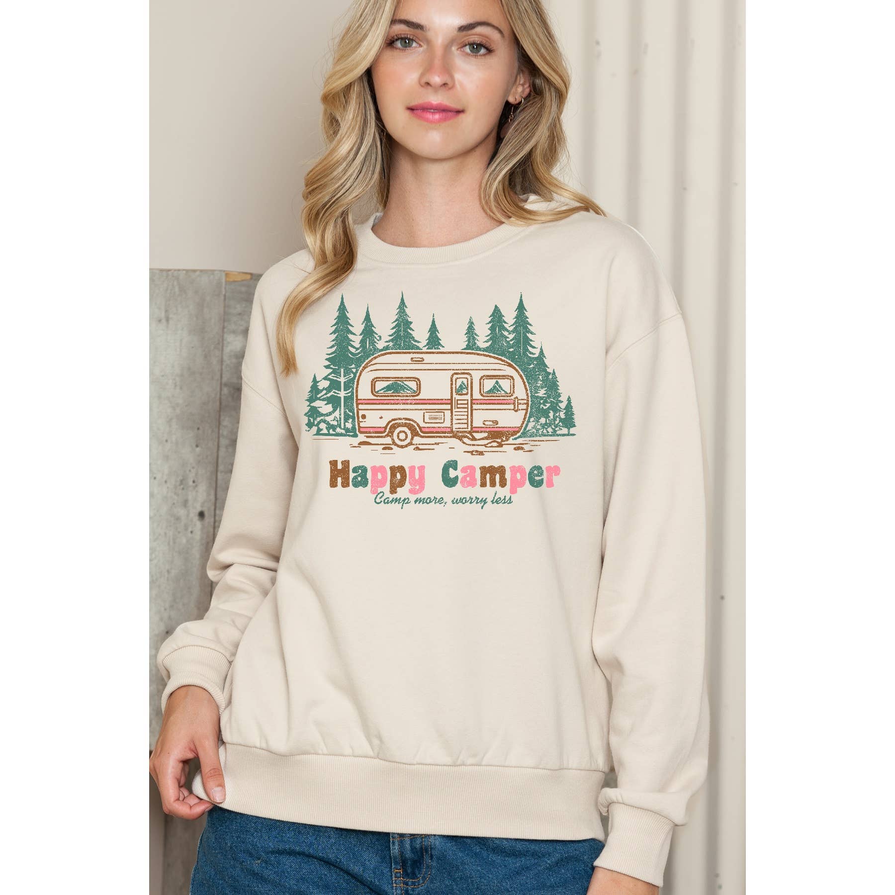 Happy Camper - Crewneck Sweatshirt T-Shirts, Hoodie | PodTeesHub.com