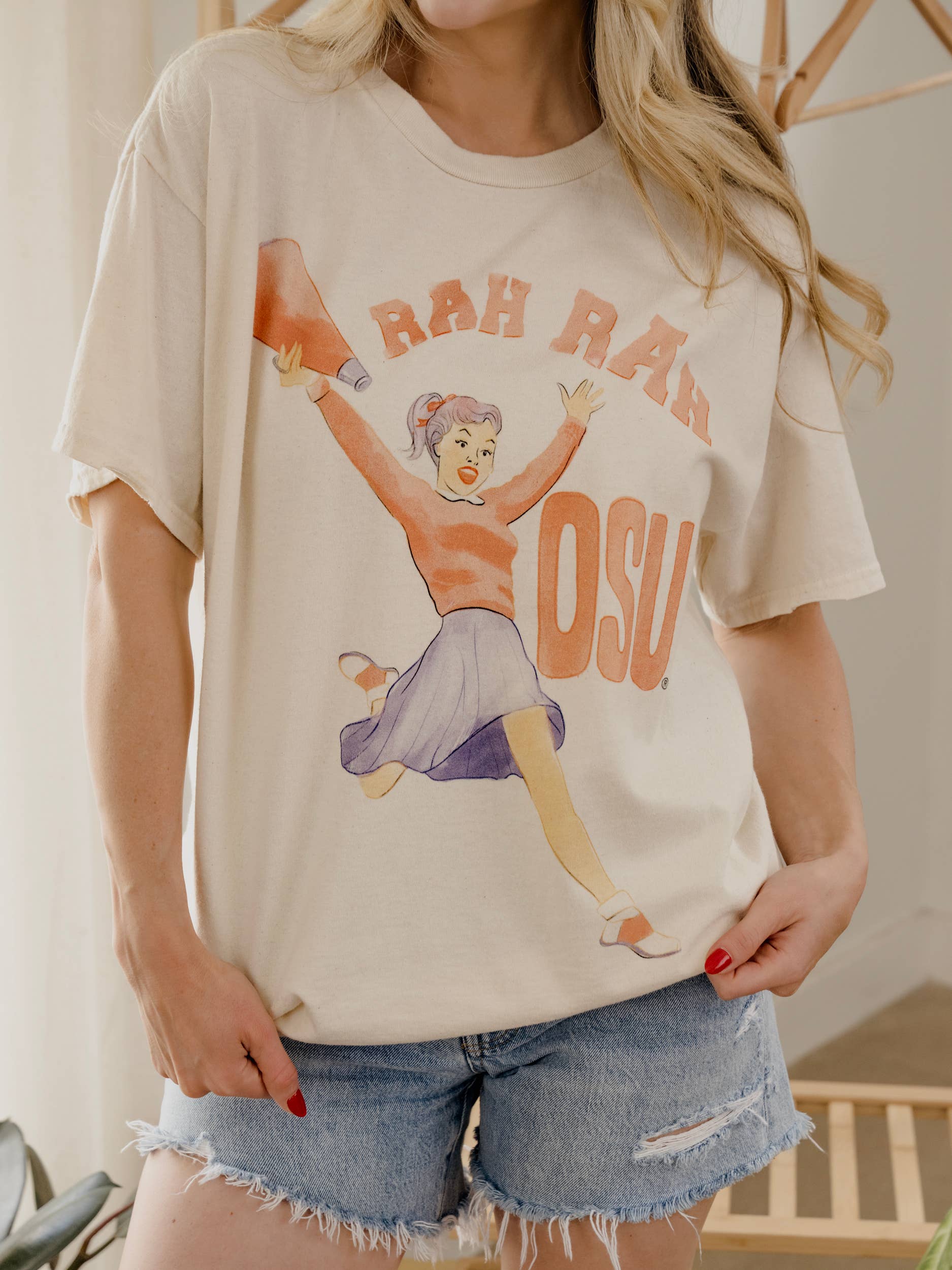 Osu Cowboys Rah Rah Off White Thrifted Tee Hoodie, Sweatshirt | PodTeesHub.com