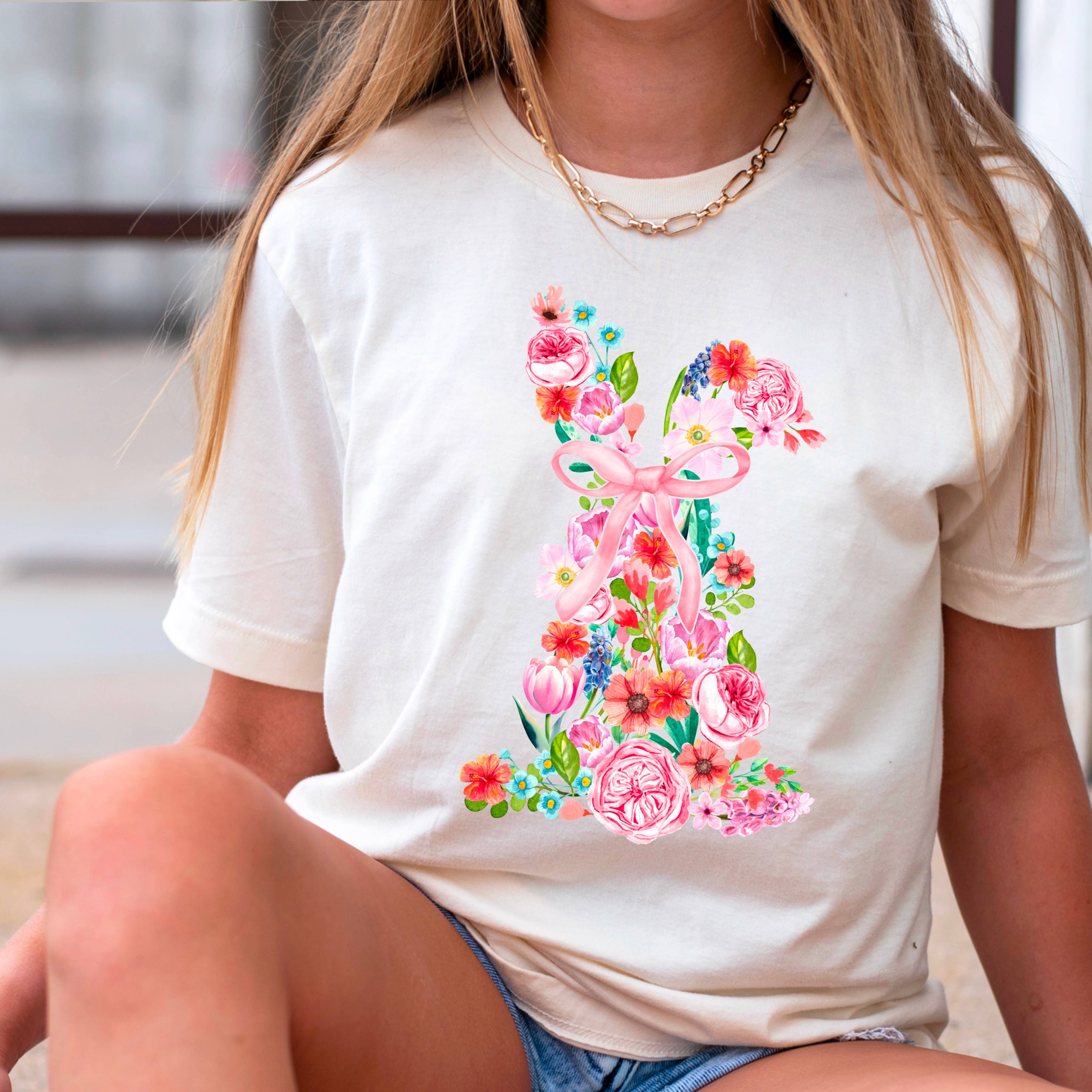 Floral  Easter Bunny | Easter Graphic Tee | Gildan Hoodie, Sweatshirt | PodTeesHub.com