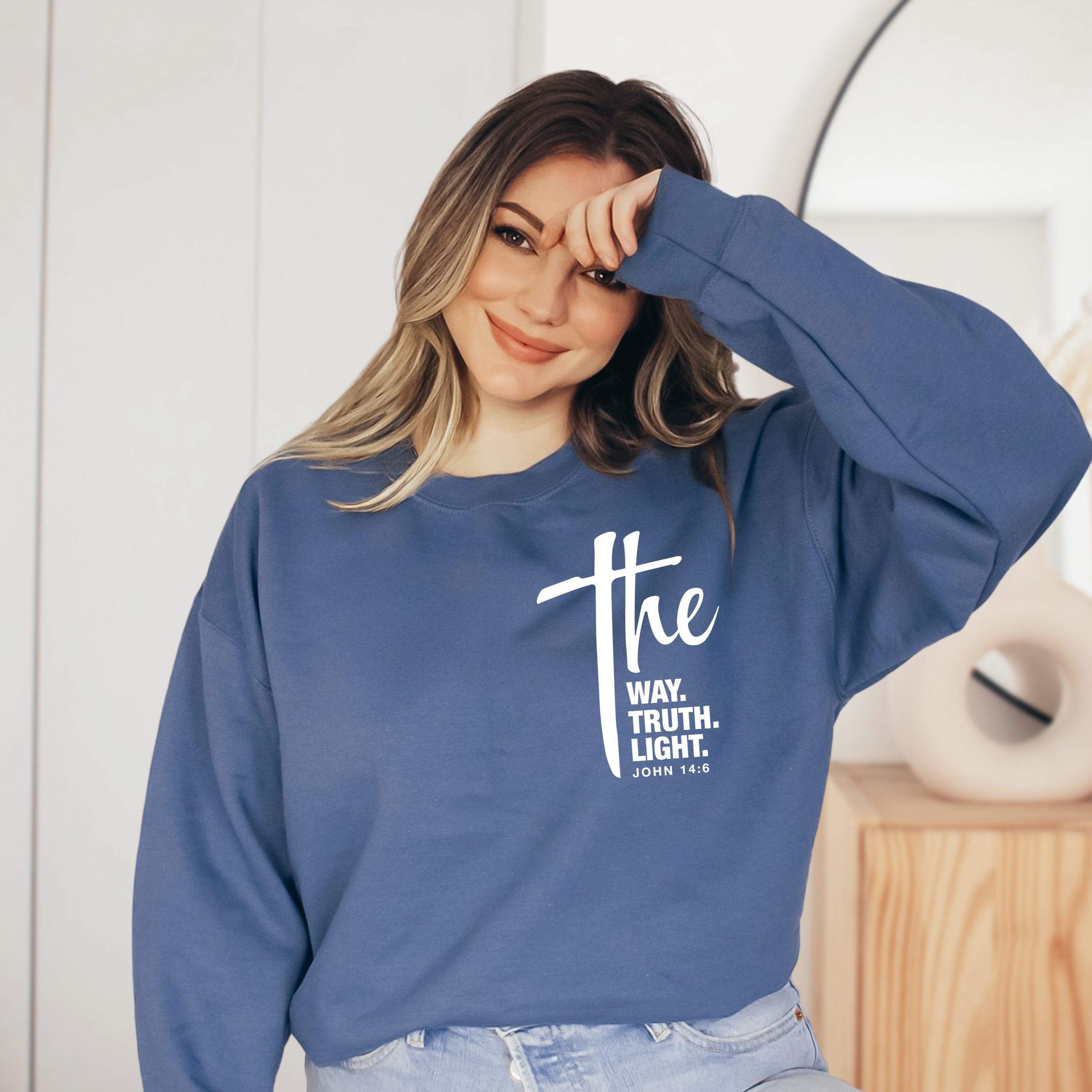 The Way, Truth, Light Graphic Christian Sweatshirt - Spring T-Shirts, Hoodie | PodTeesHub.com
