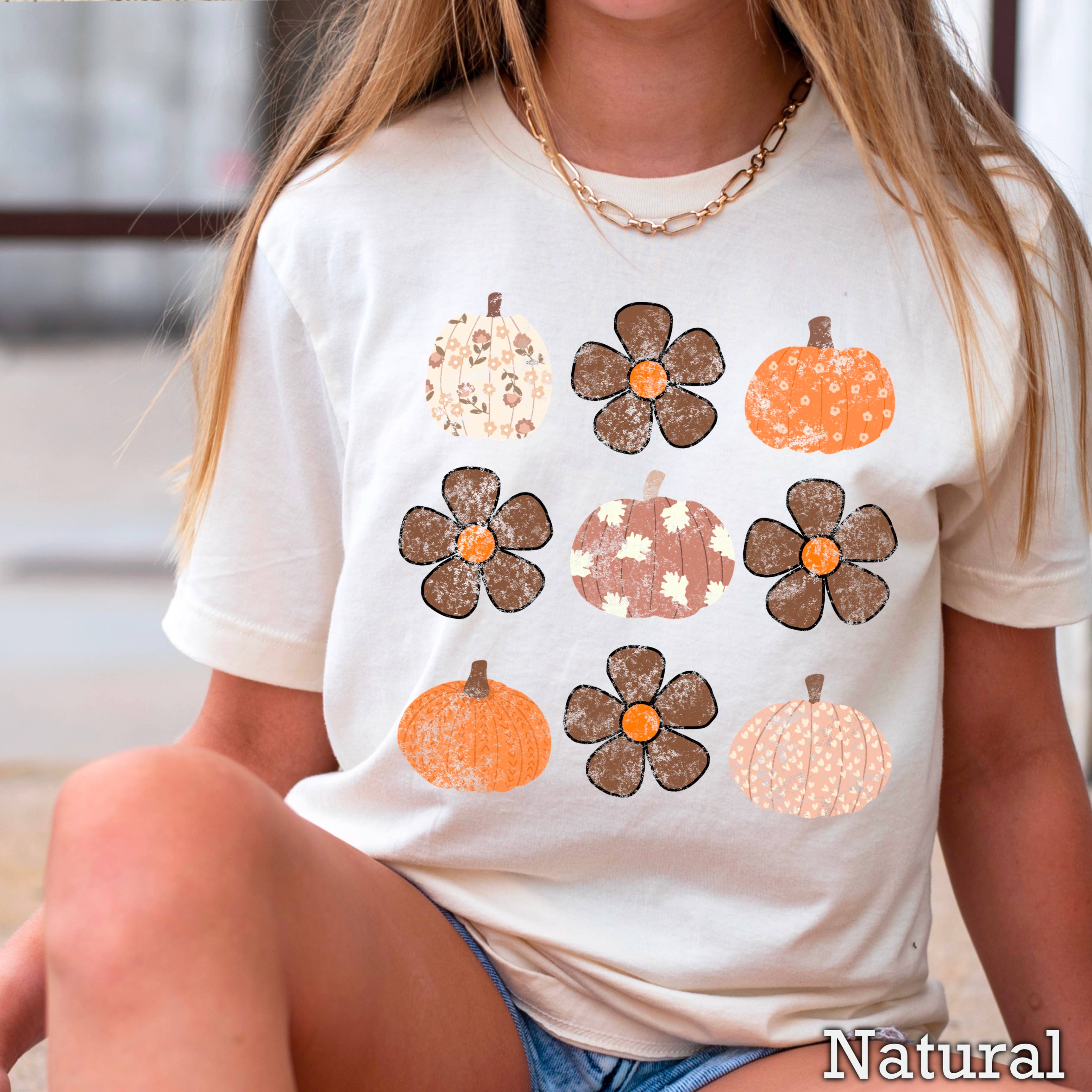 Fall Floral Pumpkins Fall Women’S Graphic Tee | Gildan Hoodie, Sweatshirt | PodTeesHub.com