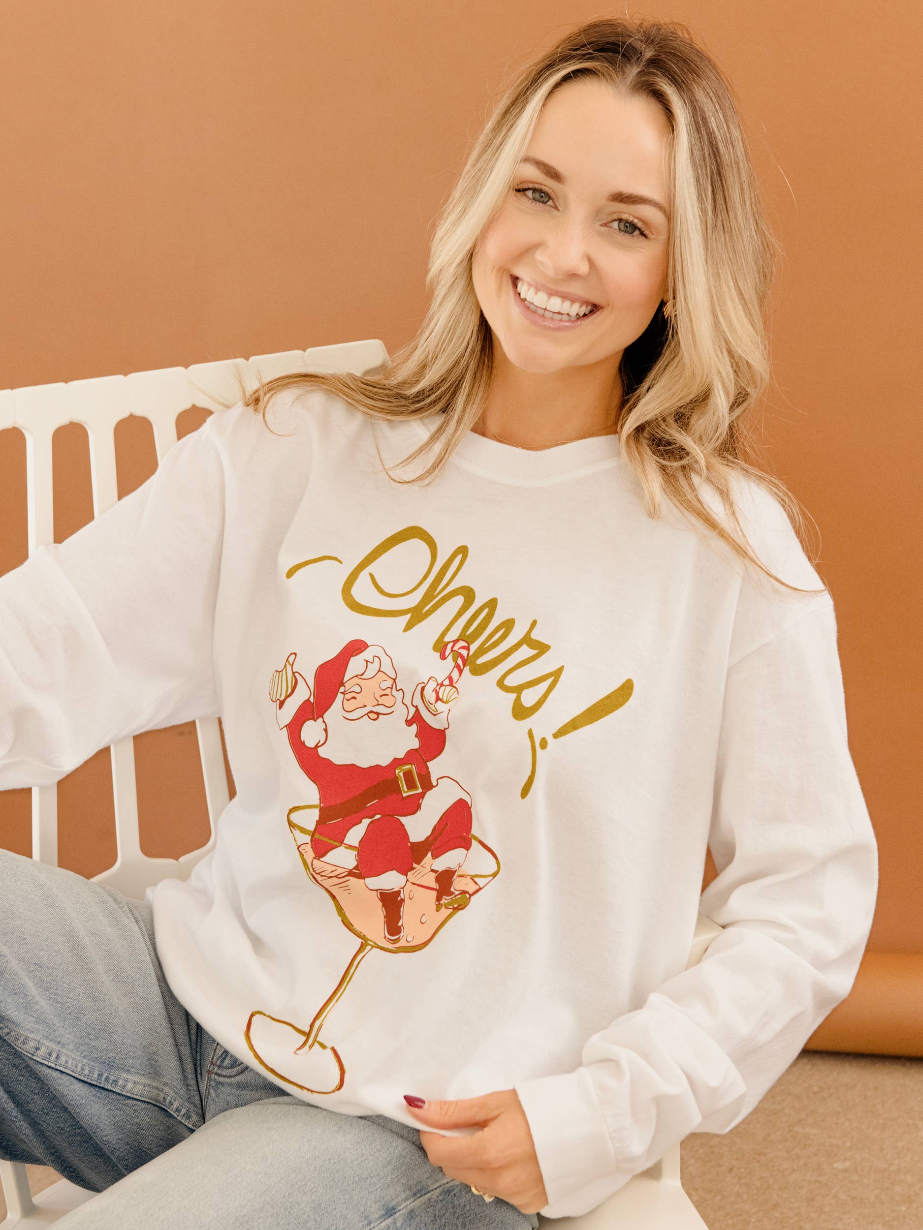 Christmas Cheers Santa Martini White Ls Cc Tee Hoodie, Sweatshirt | PodTeesHub.com