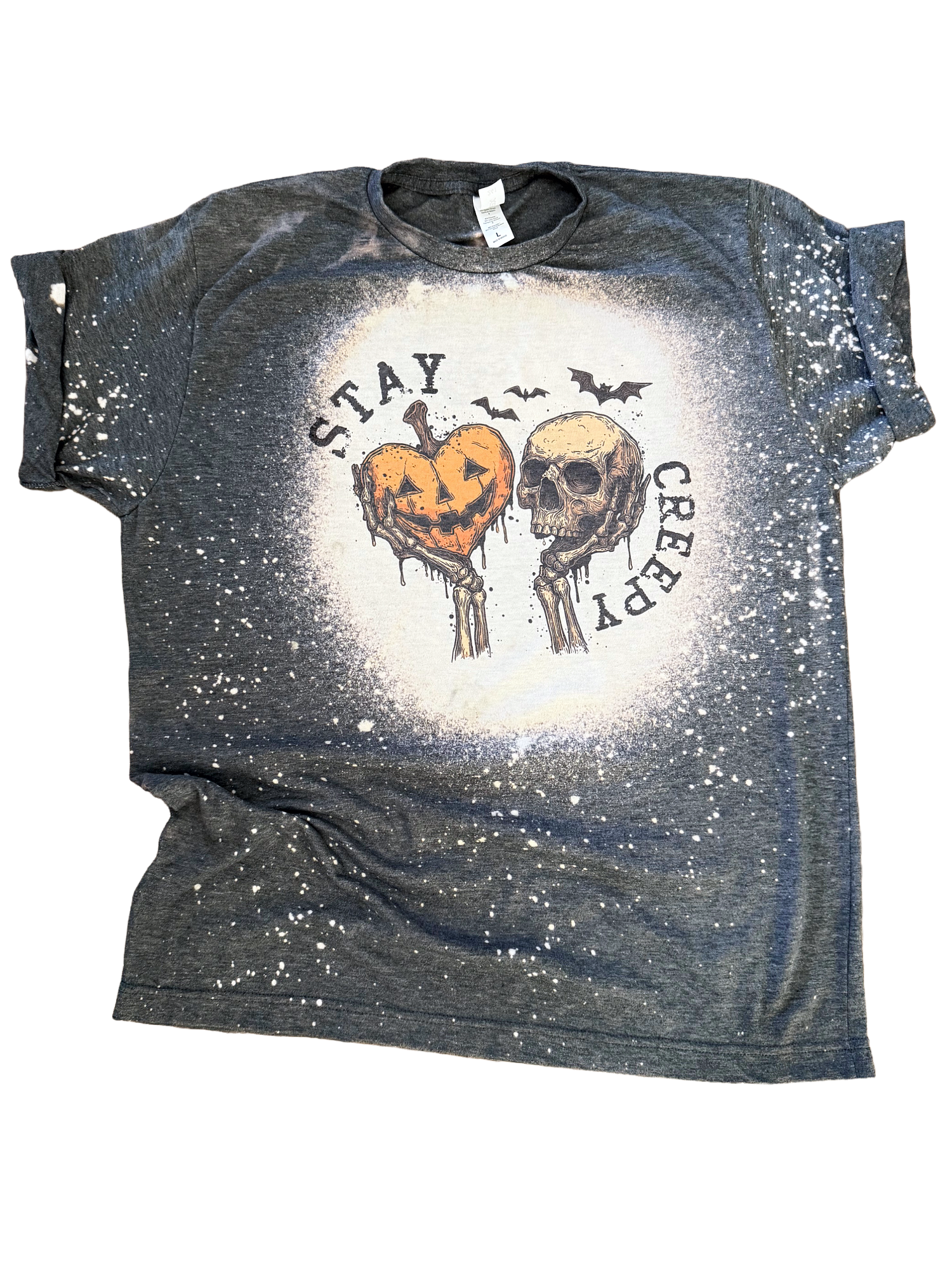 Stay Creepy Halloween Bleached Tee Hoodie, Sweatshirt | PodTeesHub.com