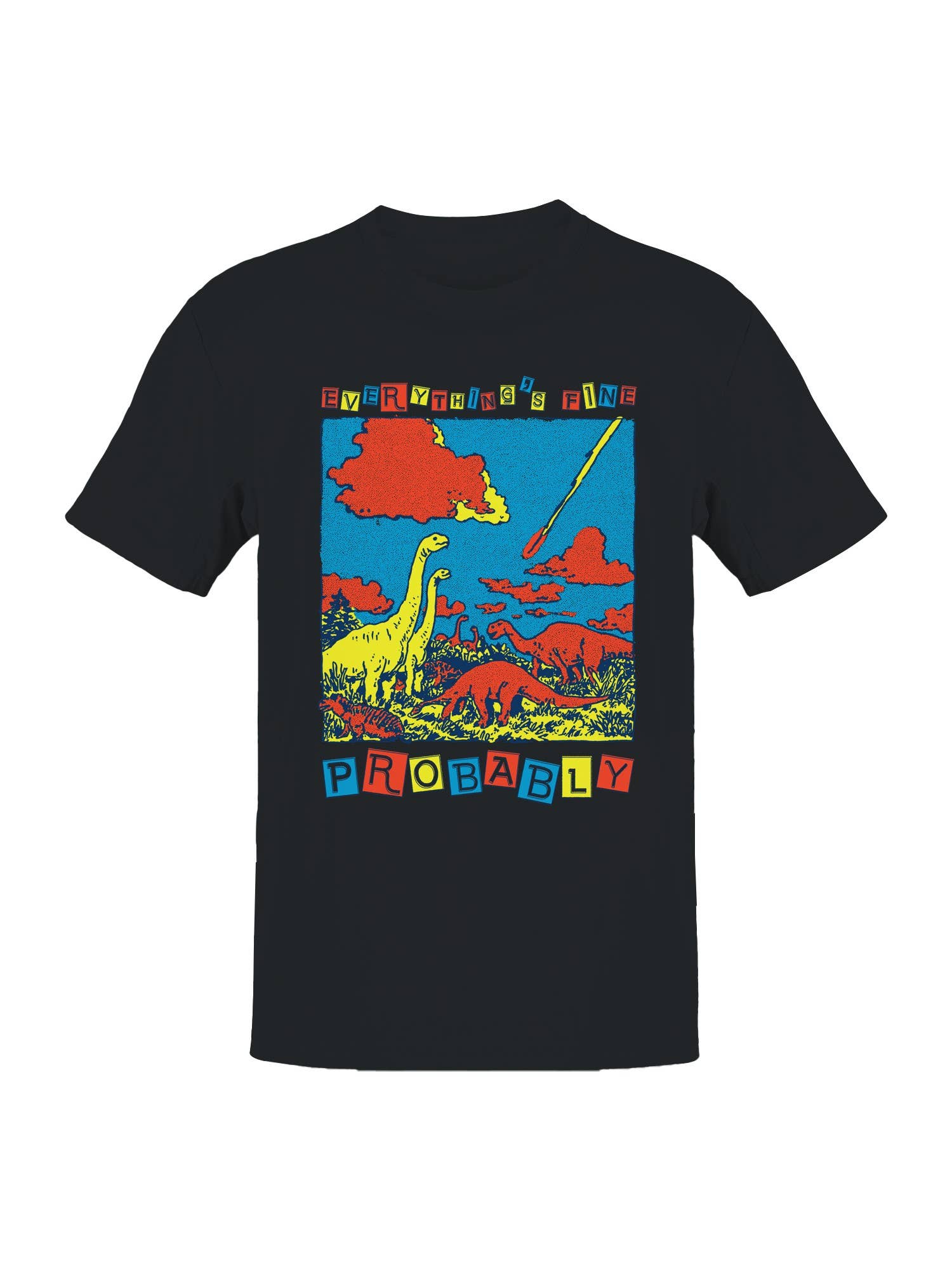 Dinosaurs Watching Meteor: Everything's Fine Men's T-Shirt Hoodie, Sweatshirt | PodTeesHub.com