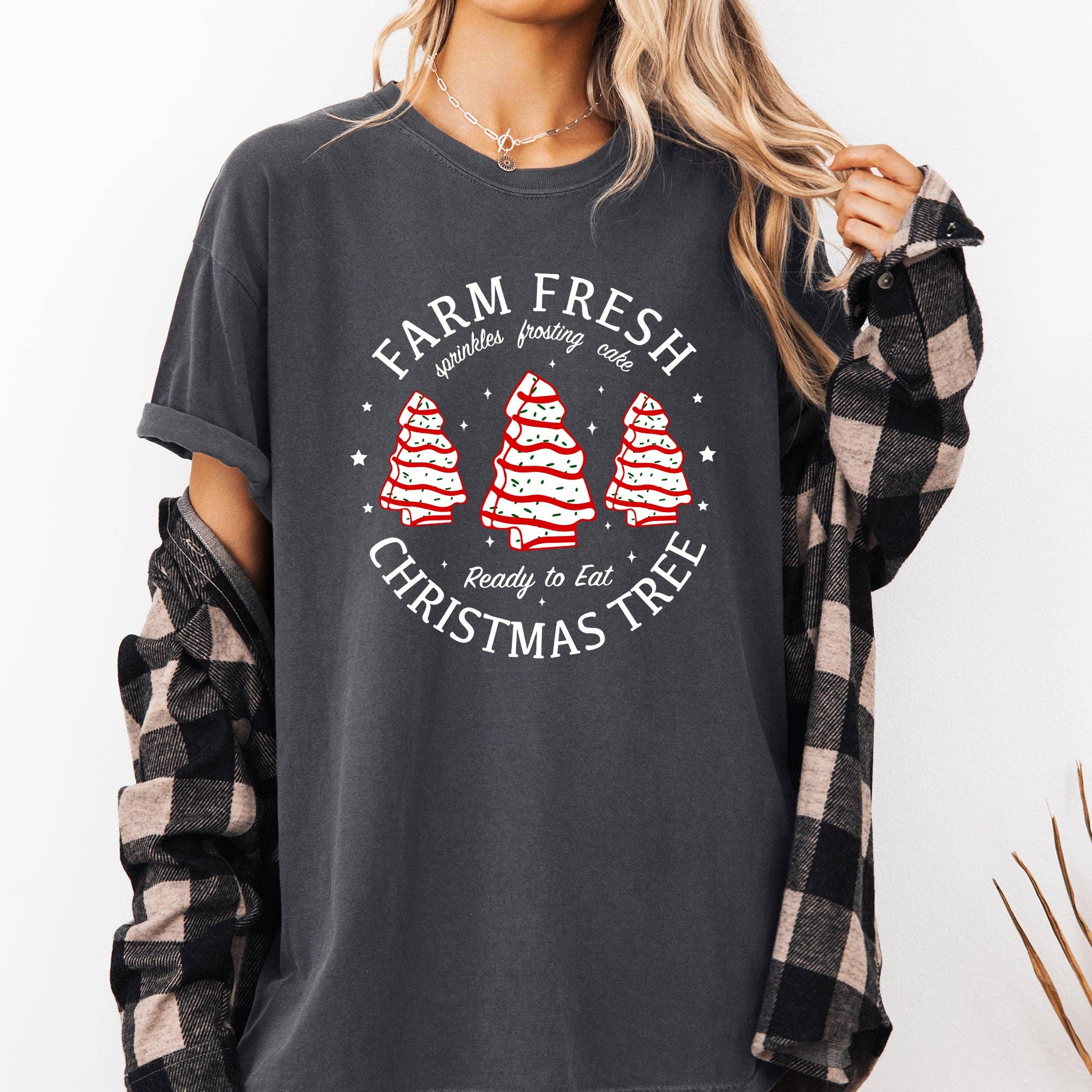 Farm Fresh Christmas Tree, Cake, Winter, Santa, Xmas Tshirt Hoodie, Sweatshirt | PodTeesHub.com
