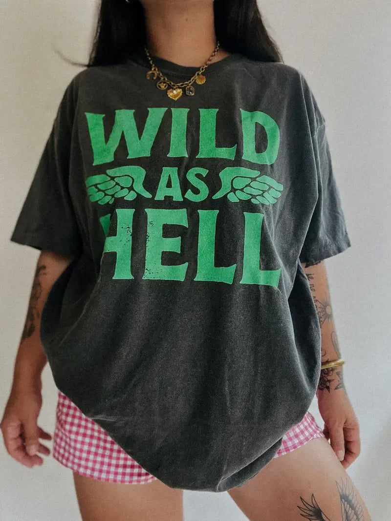 Wild As Hell Grunge Graphic Tee - Smoke Hoodie, Sweatshirt | PodTeesHub.com