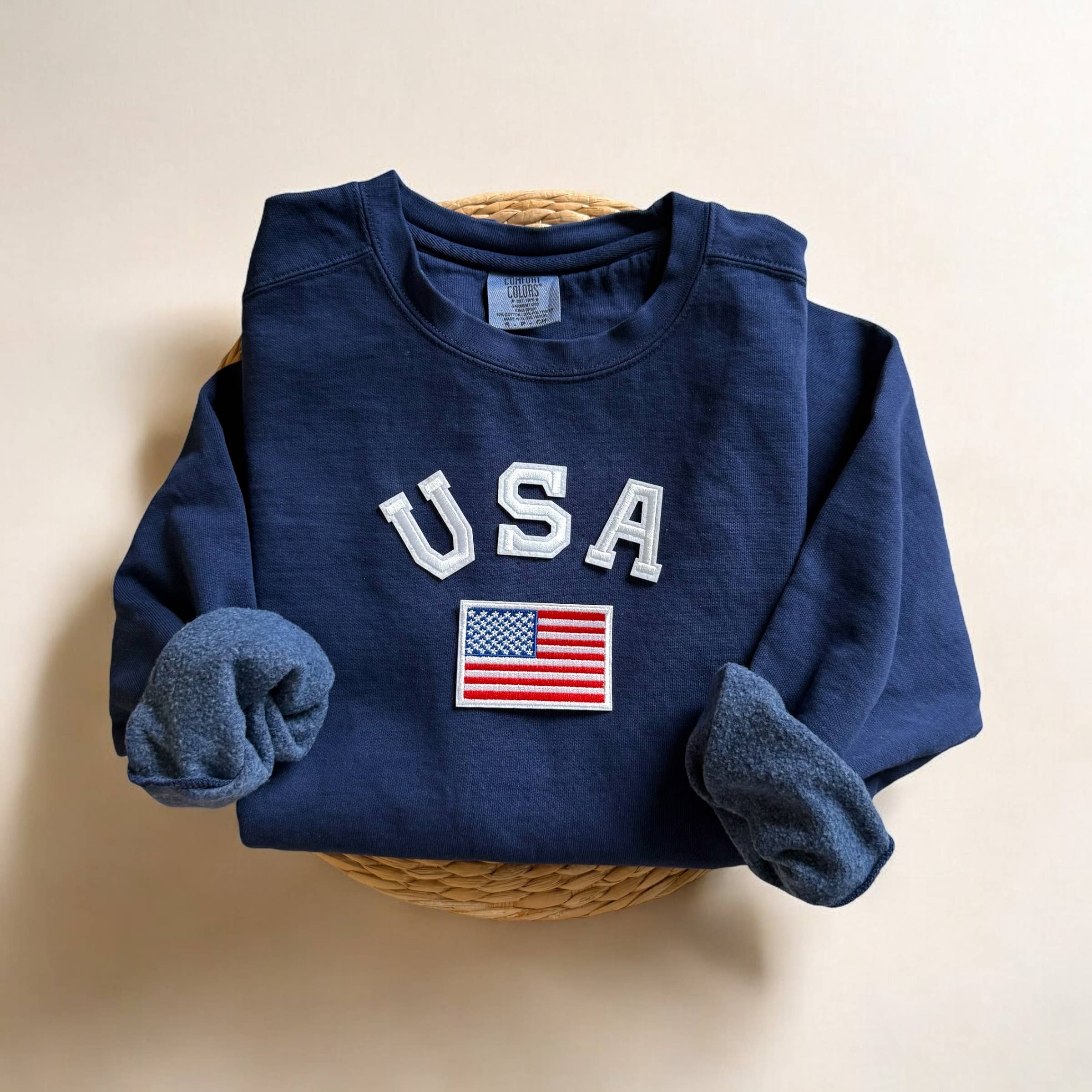 Comfort Colors USA Flag Sweatshirt, Patriotic Apparel T-Shirts, Hoodie | PodTeesHub.com