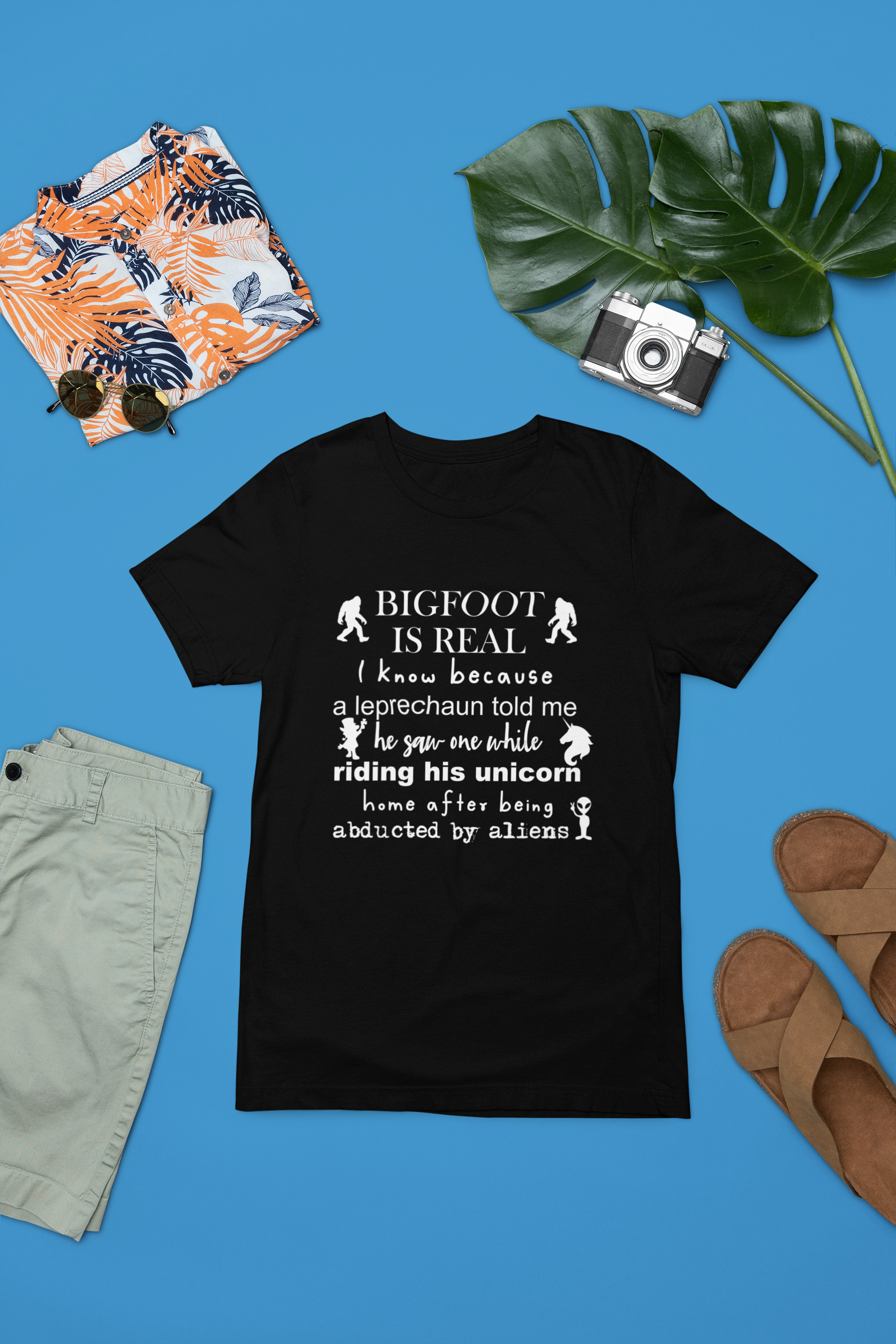 Bigfoot Is Real T-Shirt (Black or Light Blue) Hoodie, Sweatshirt | PodTeesHub.com