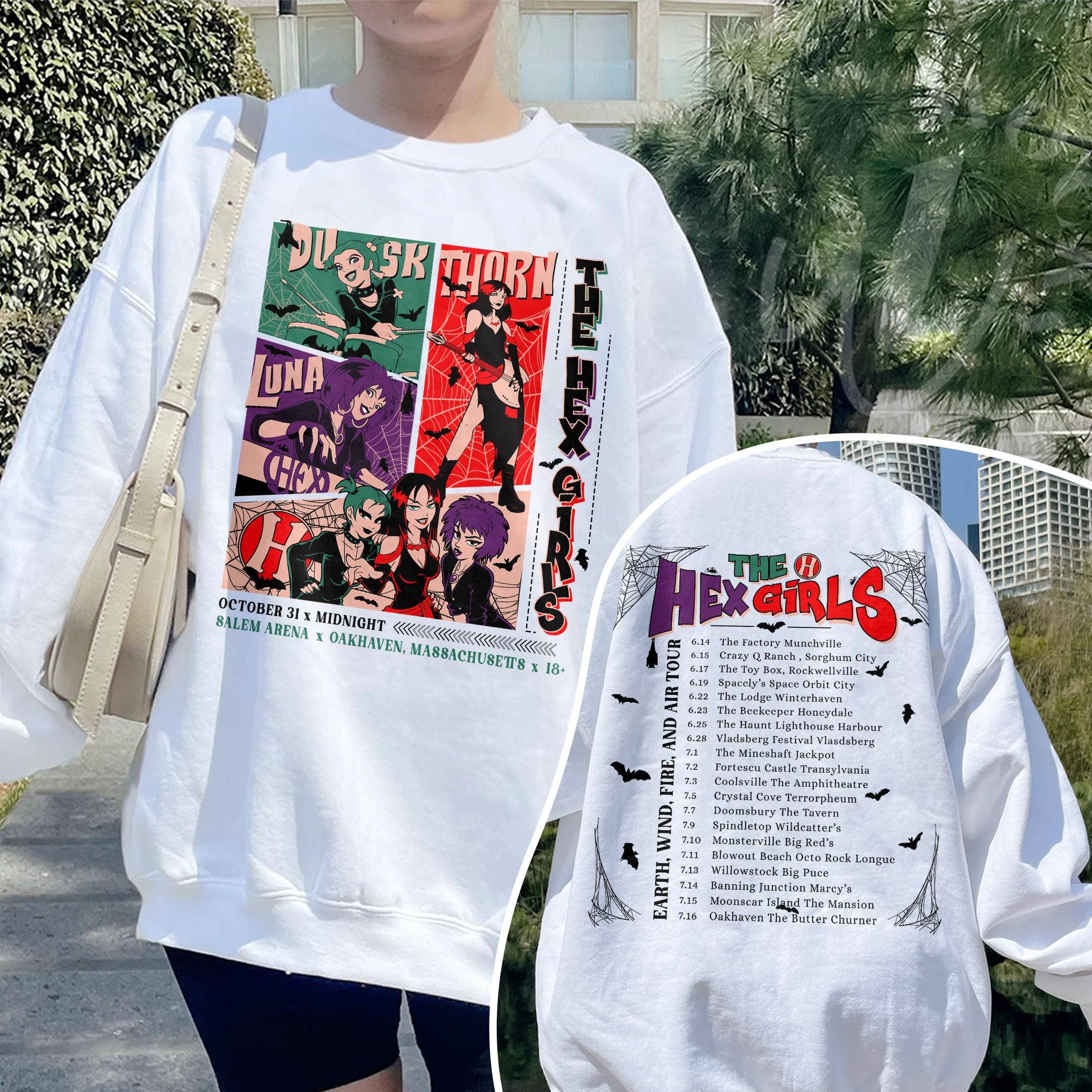 The Hex Girls Rock Band 2-Sided Sweatshirt - Halloween Tour T-Shirts, Hoodie | PodTeesHub.com
