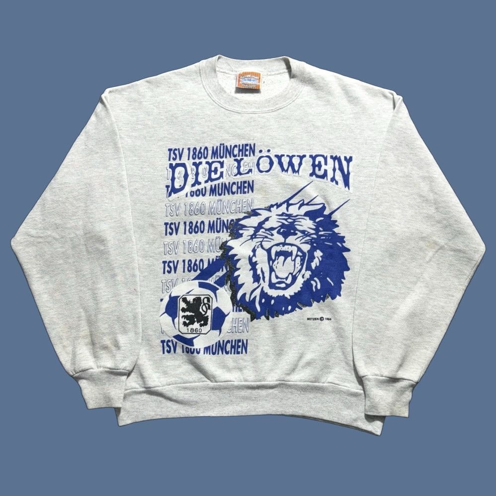 Vintage 1994 Tsv Munchen Soccer Sweatshirt Crewneck Medium Gray Mens M Cotton Polyester Pull T-Shirts, Hoodie