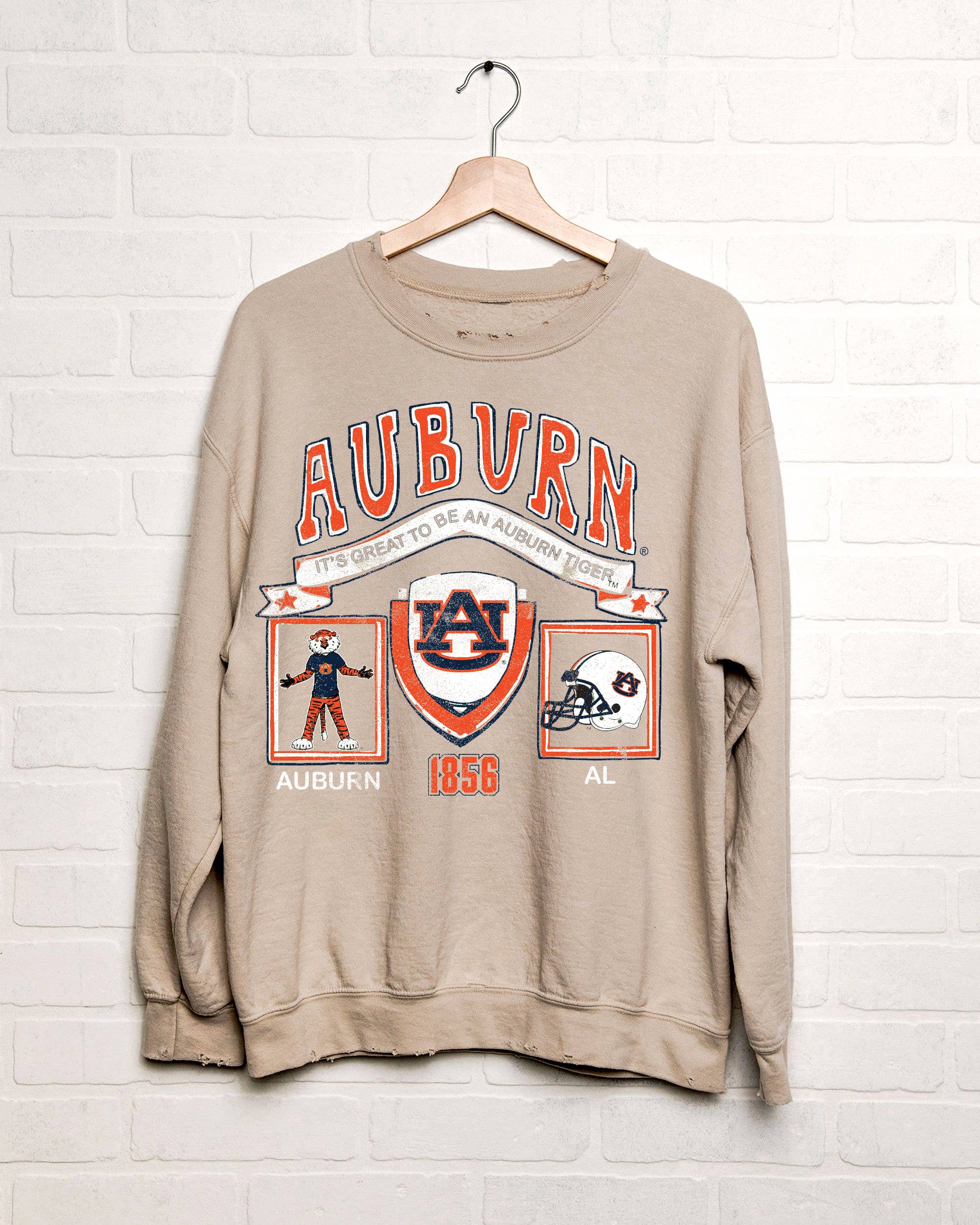 Auburn Tigers Prep Patch Sand Thrifted Sweatshirt T-Shirts, Hoodie | PodTeesHub.com