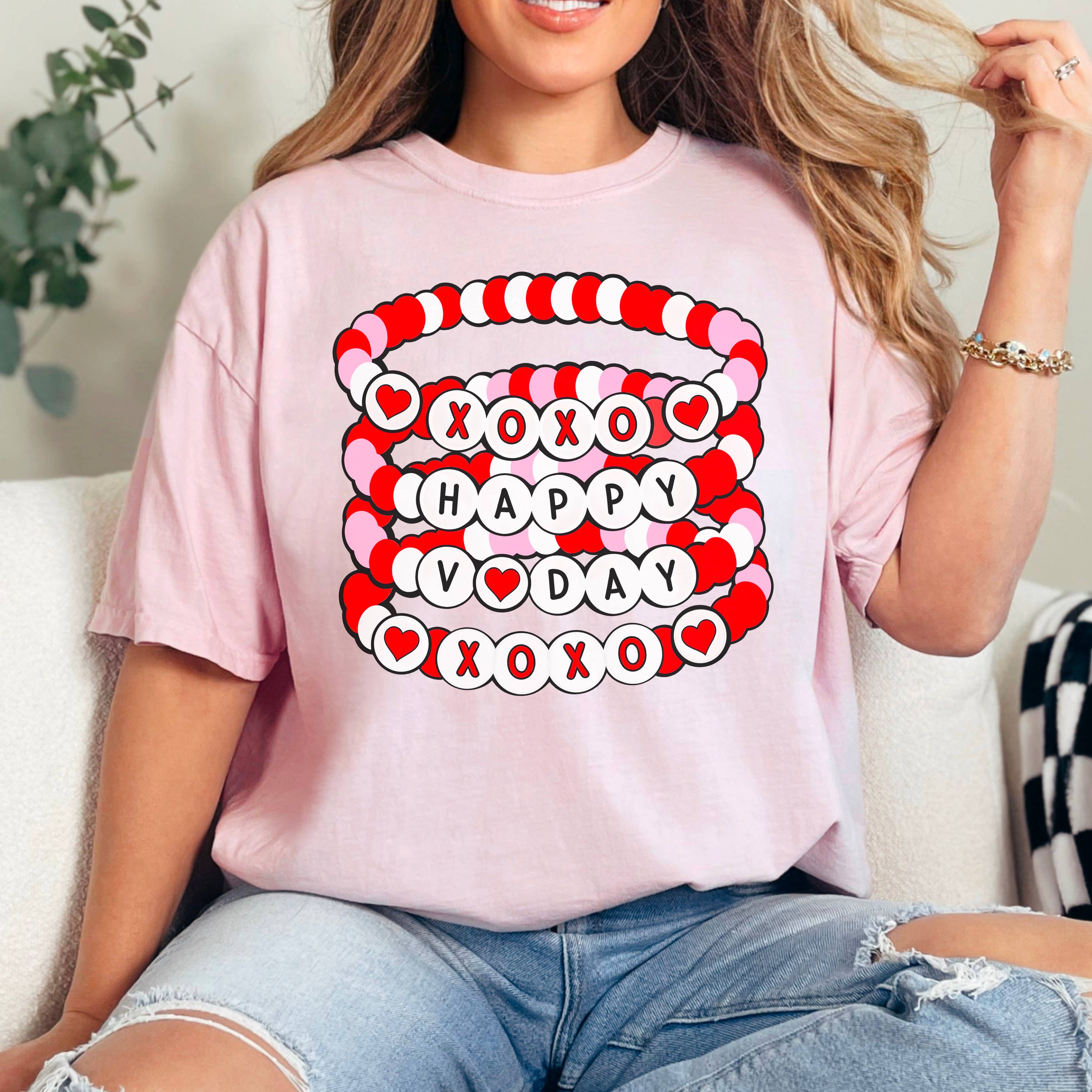 Valentine’S Friendship Bracelet Graphic Tee | Comfort Colors Hoodie, Sweatshirt | PodTeesHub.com