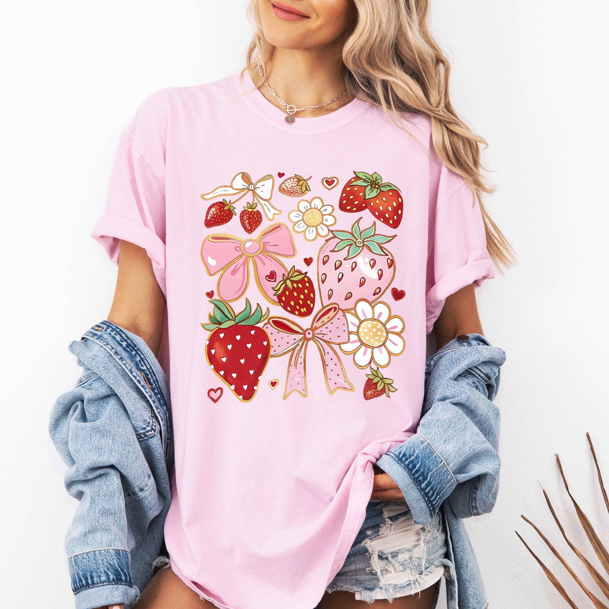 Retro Strawberries, Daisies, Cute, Adorable T-Shirt Hoodie, Sweatshirt | PodTeesHub.com