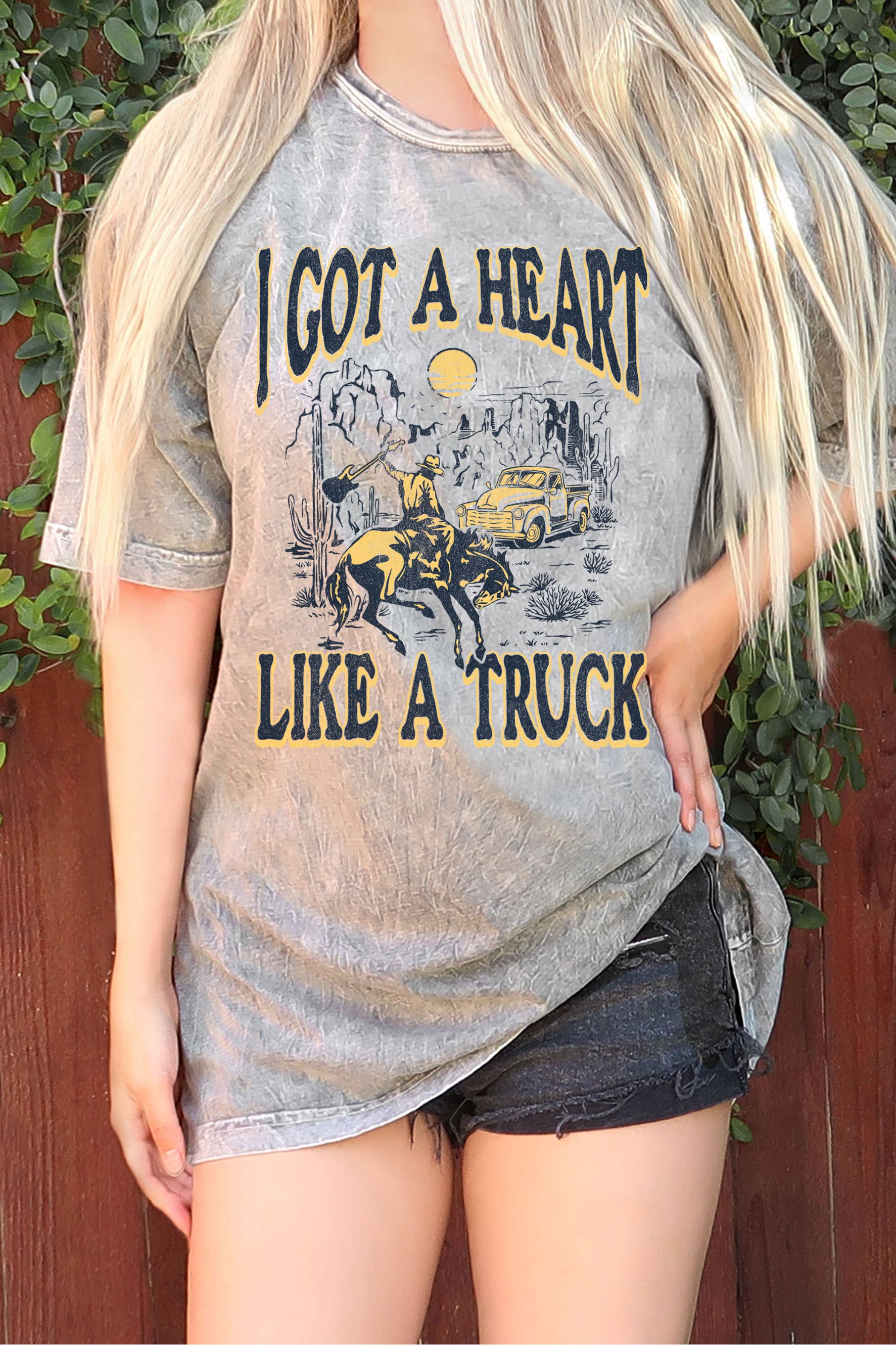 I Got A Heart Like A Truck Oversize Mineral Graphic Tshirt Hoodie, Sweatshirt | PodTeesHub.com