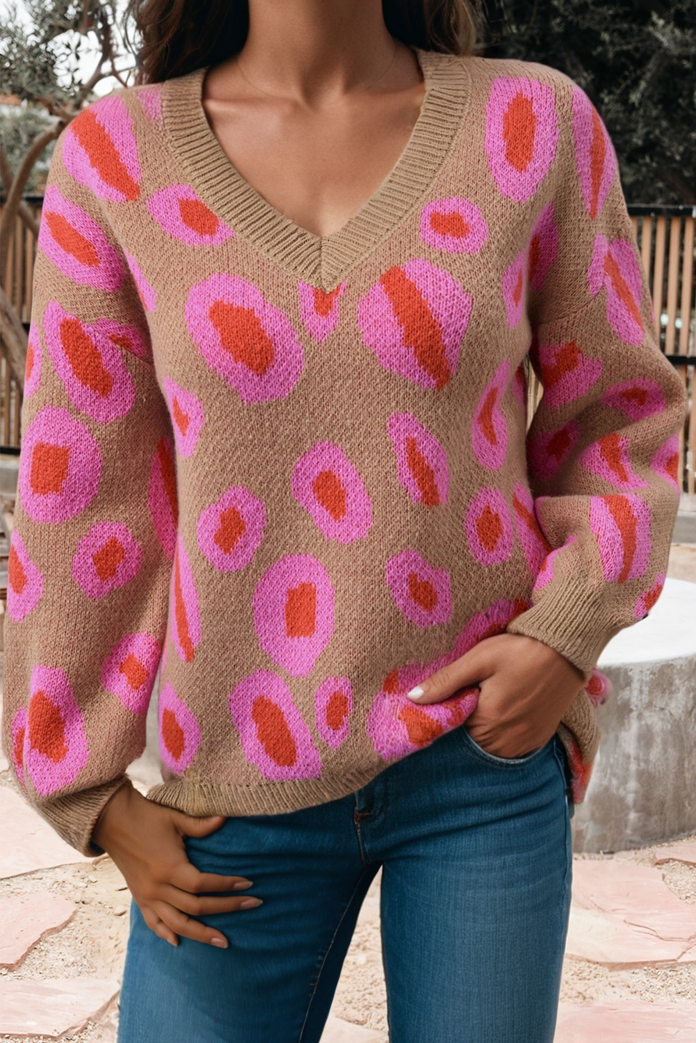 Leopard Print Long Sleeve V Neck Sweater (S-Xl) T-Shirts, Hoodie, Sweatshirt | PodTeesHub.com