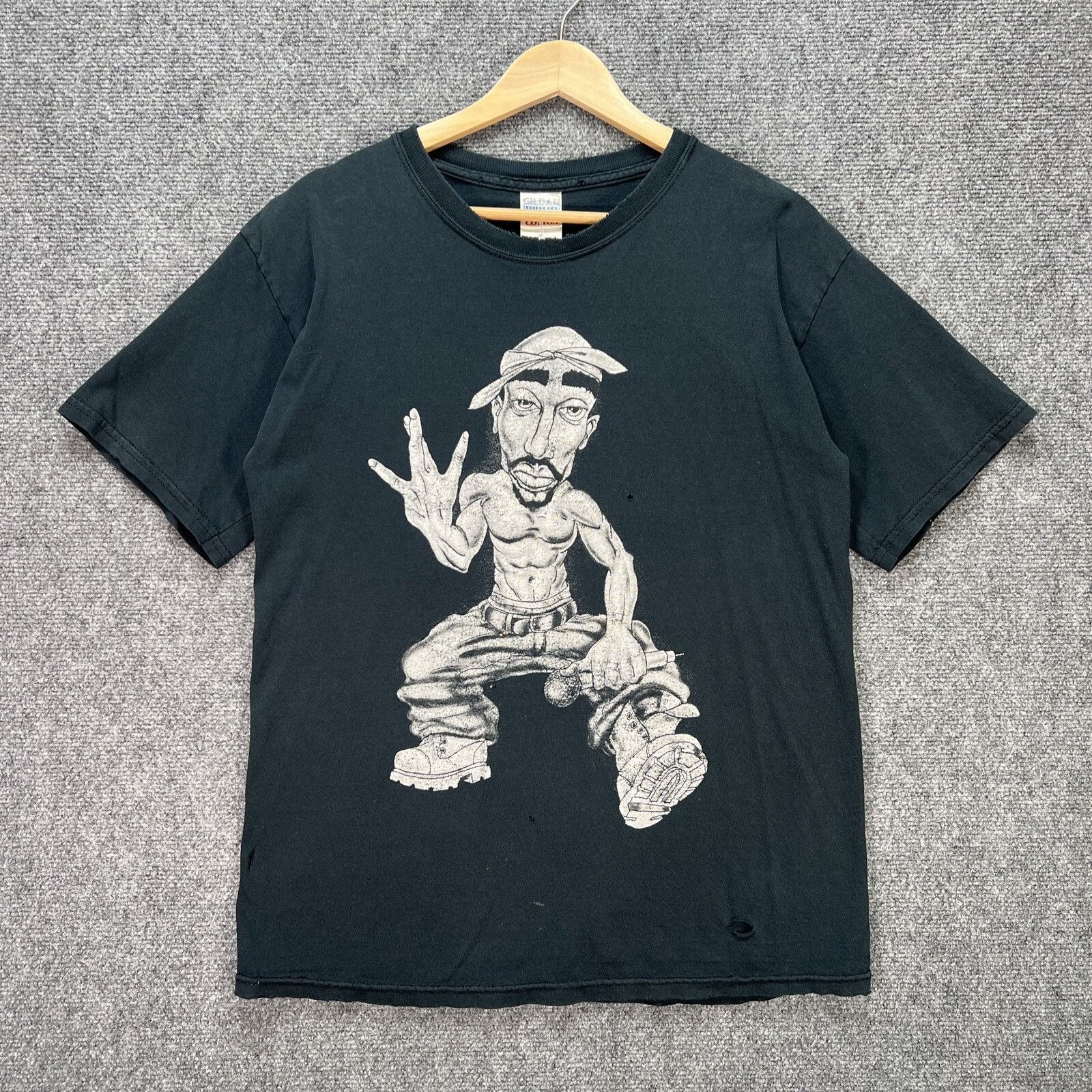 Rap Vintage Tupac Shirt Medium Black 90s Rap Cartoon Ca T-Shirts, Hoodie, Sweatshirt