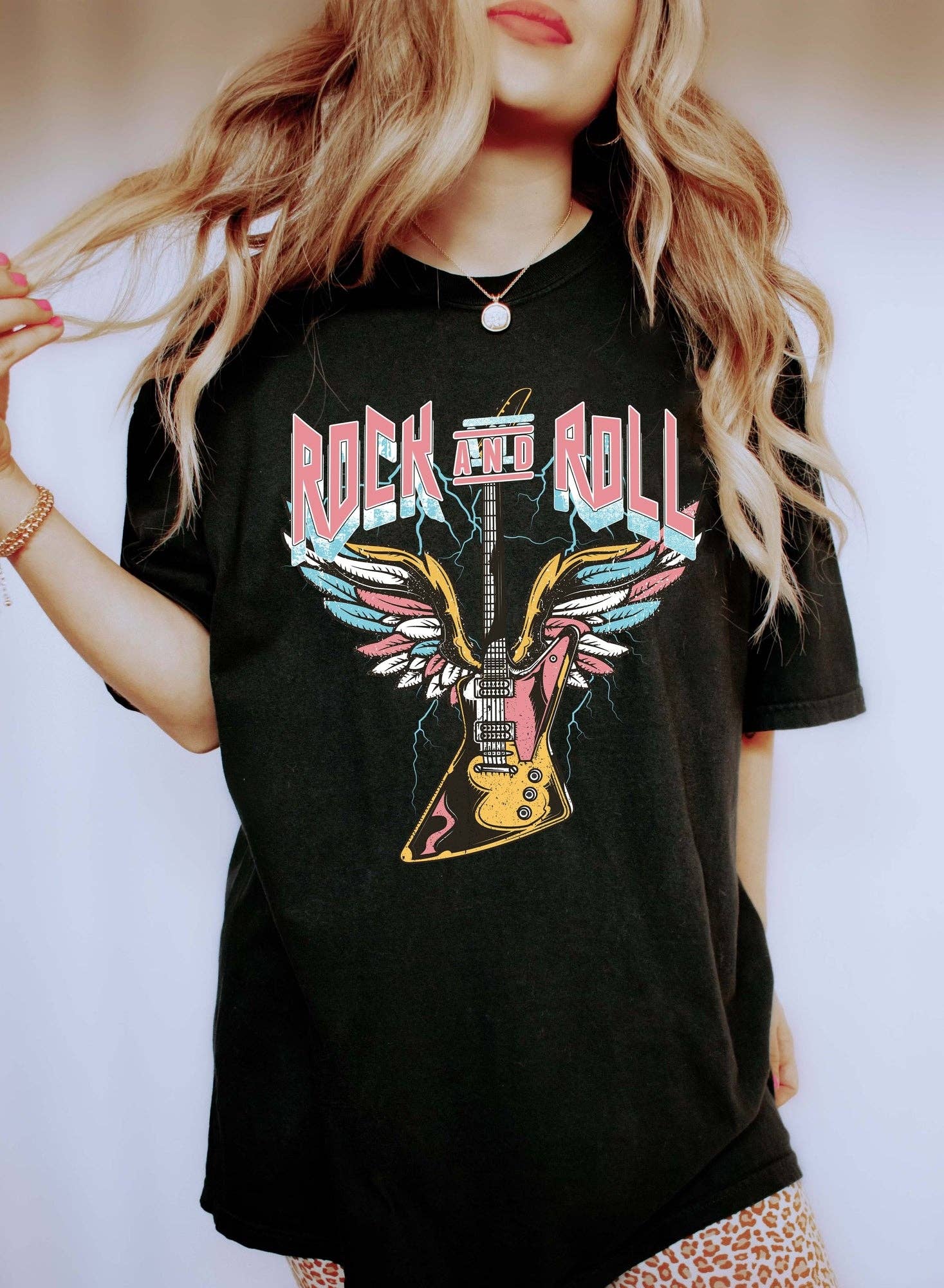 Rock & Roll Colorful Guitar T-Shirt Hoodie, Sweatshirt | PodTeesHub.com