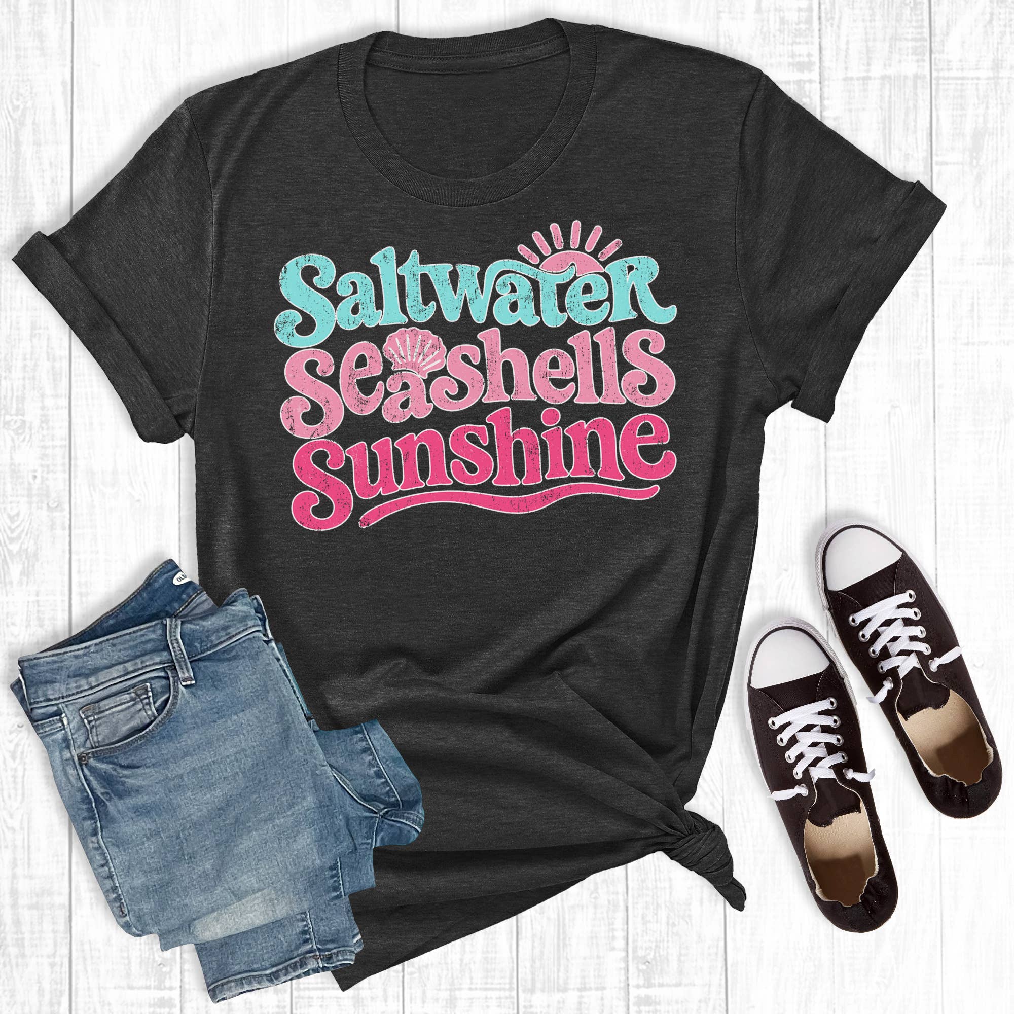Summer Beach Saltwater Sunshine Graphic Tee Hoodie, Sweatshirt | PodTeesHub.com