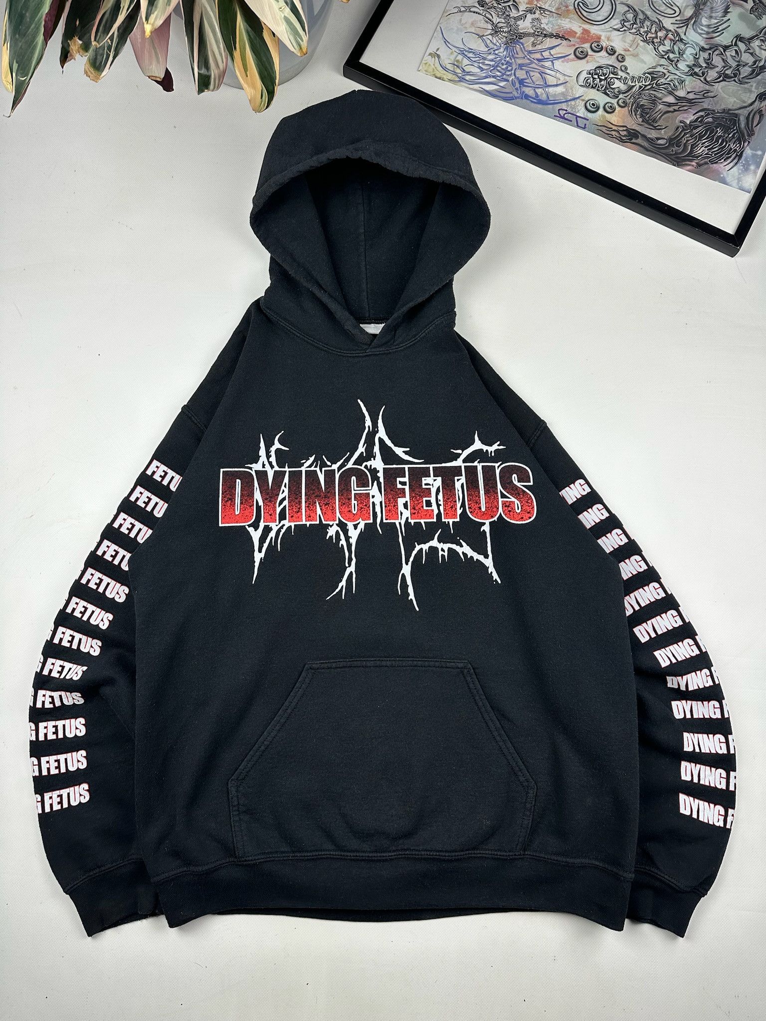 Band Tees Vintage Dying Fetus Black Hoodie Rock Band Metal Sweatshirt | PodTeesHub.com