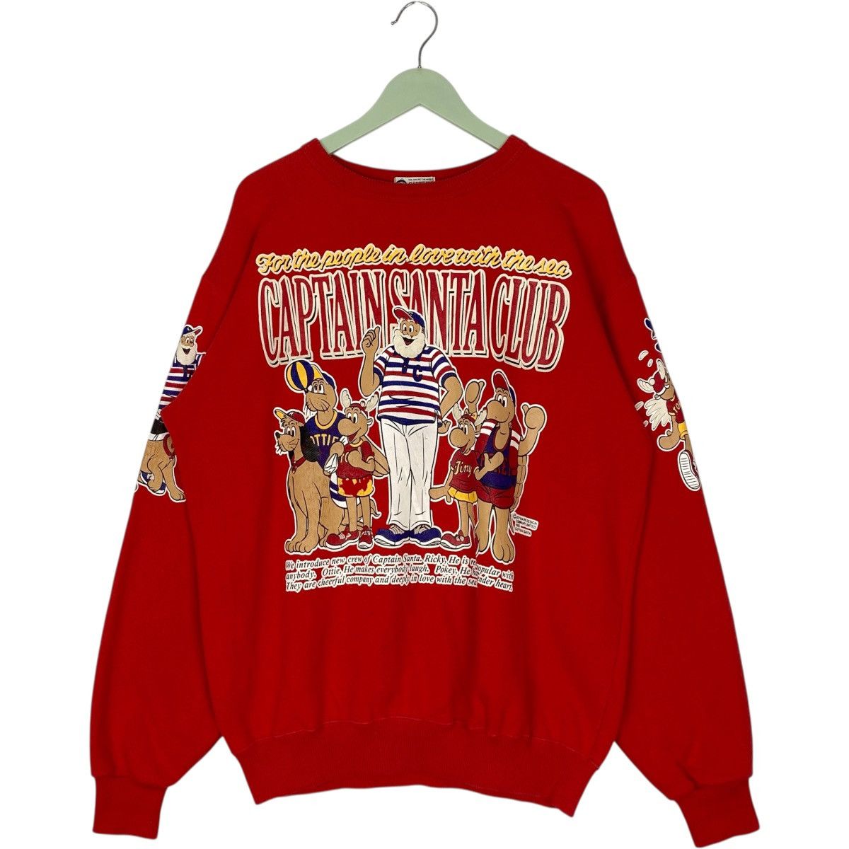Vintage 90s Captain Santa Sweatshirt Crewneck Red Size L T-Shirts, Hoodie | PodTeesHub.com