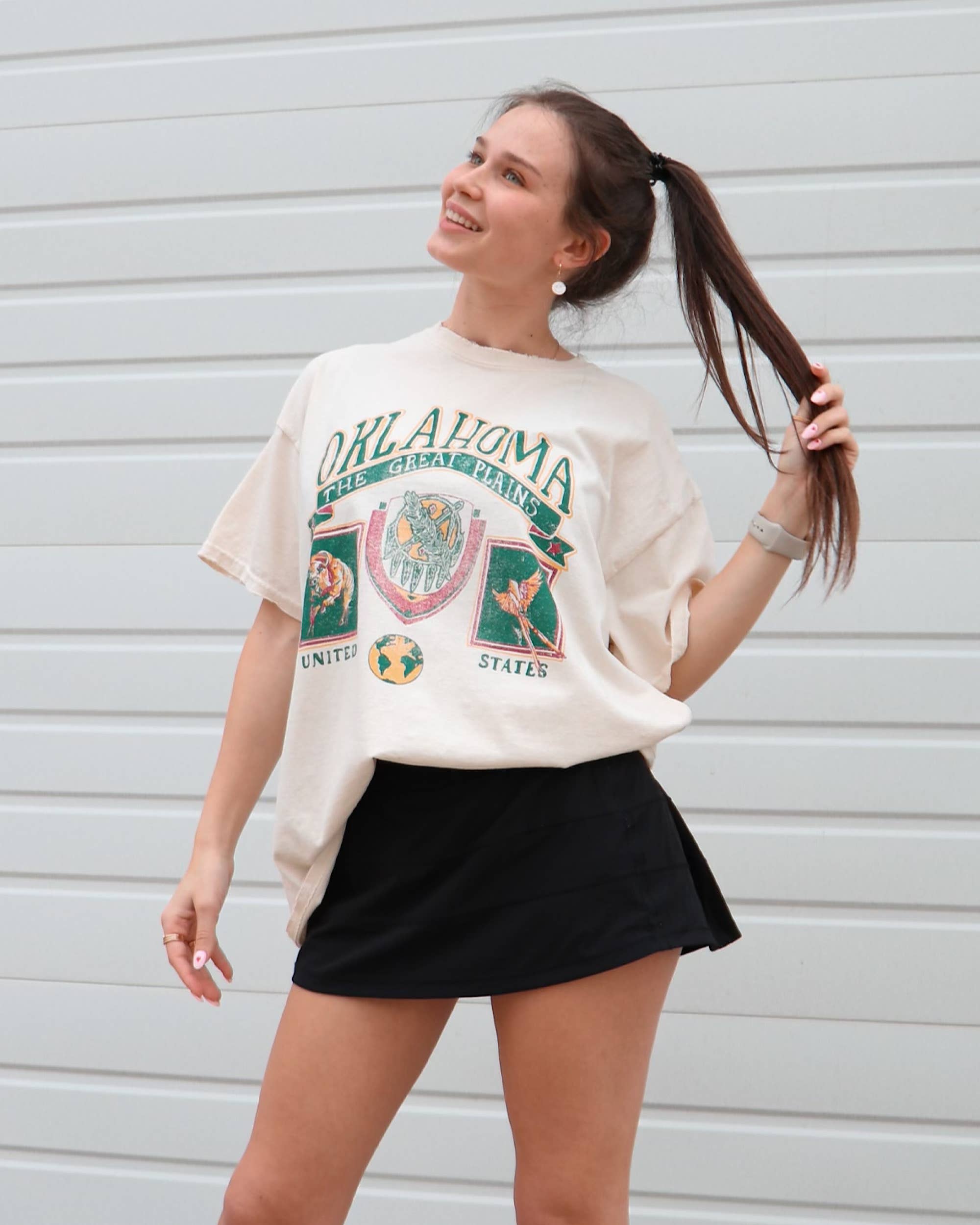 Oklahoma Patch Off White Thrifted Graphic Tee Hoodie, Sweatshirt | PodTeesHub.com