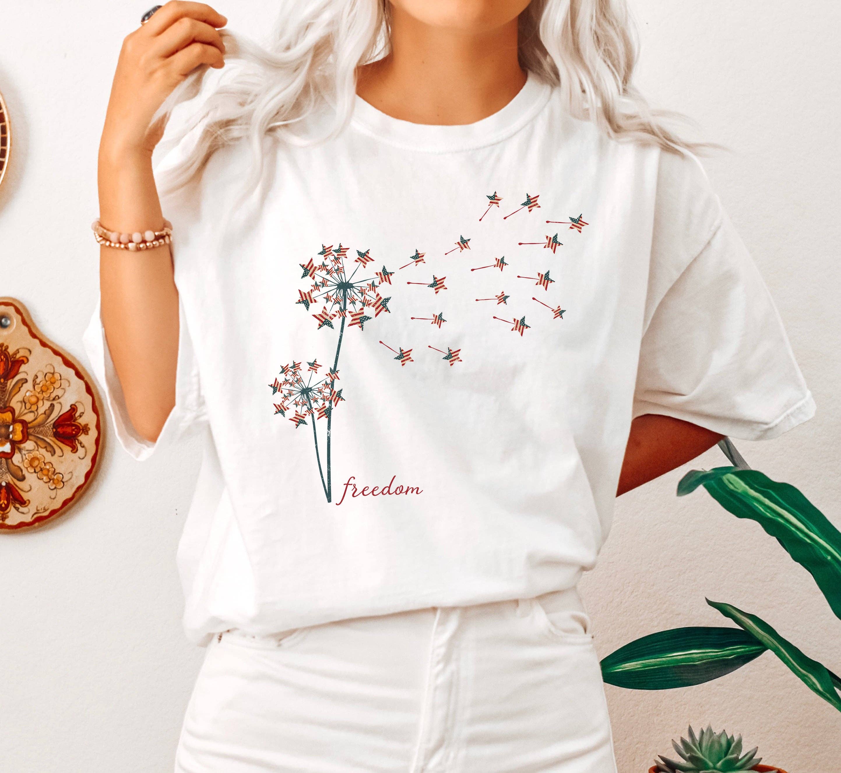 Freedom Dandelion with American Flag T-Shirt Hoodie, Sweatshirt | PodTeesHub.com