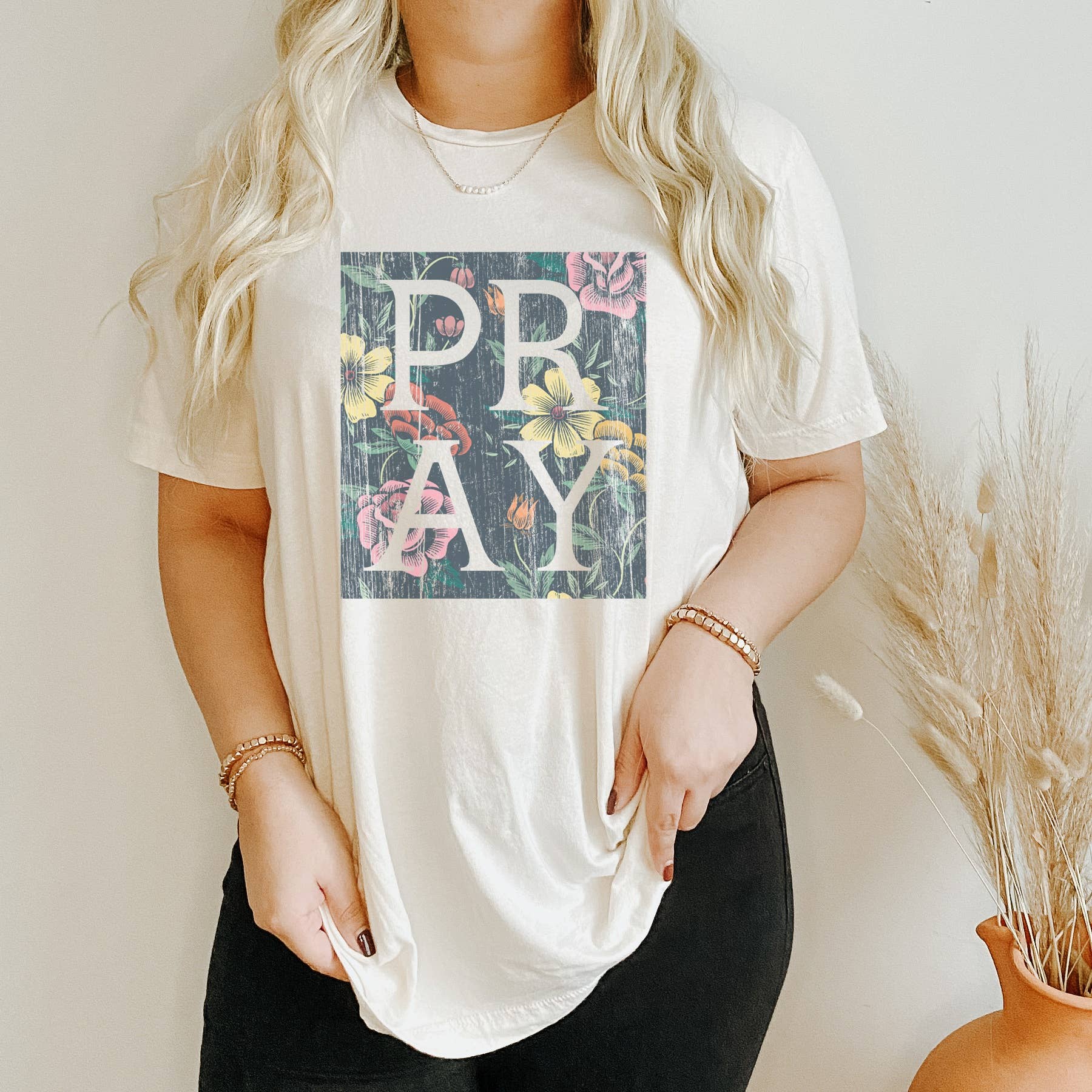 Distressed Floral Pray | Christian Tshirt Hoodie, Sweatshirt | PodTeesHub.com