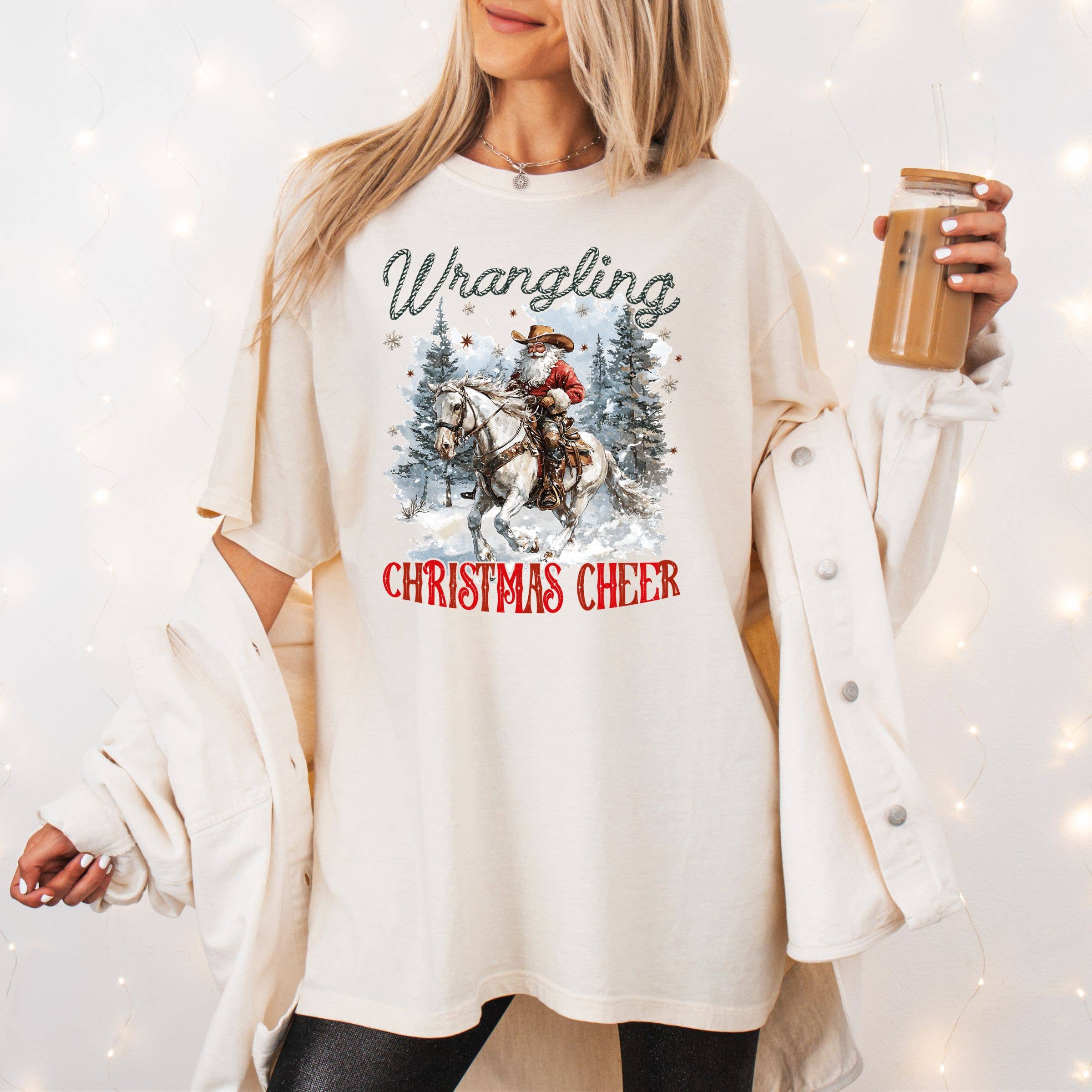 Wrangling Christmas Western Tee - Christmas Graphic Tee Hoodie, Sweatshirt | PodTeesHub.com