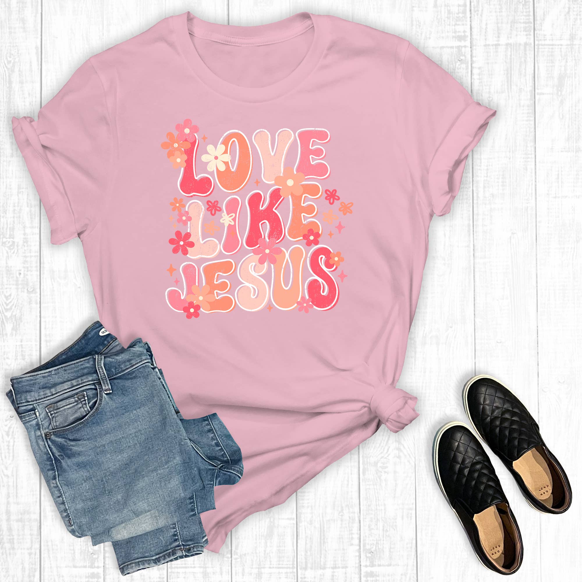 Retro Love Like Jesus Graphic Tee Hoodie, Sweatshirt | PodTeesHub.com