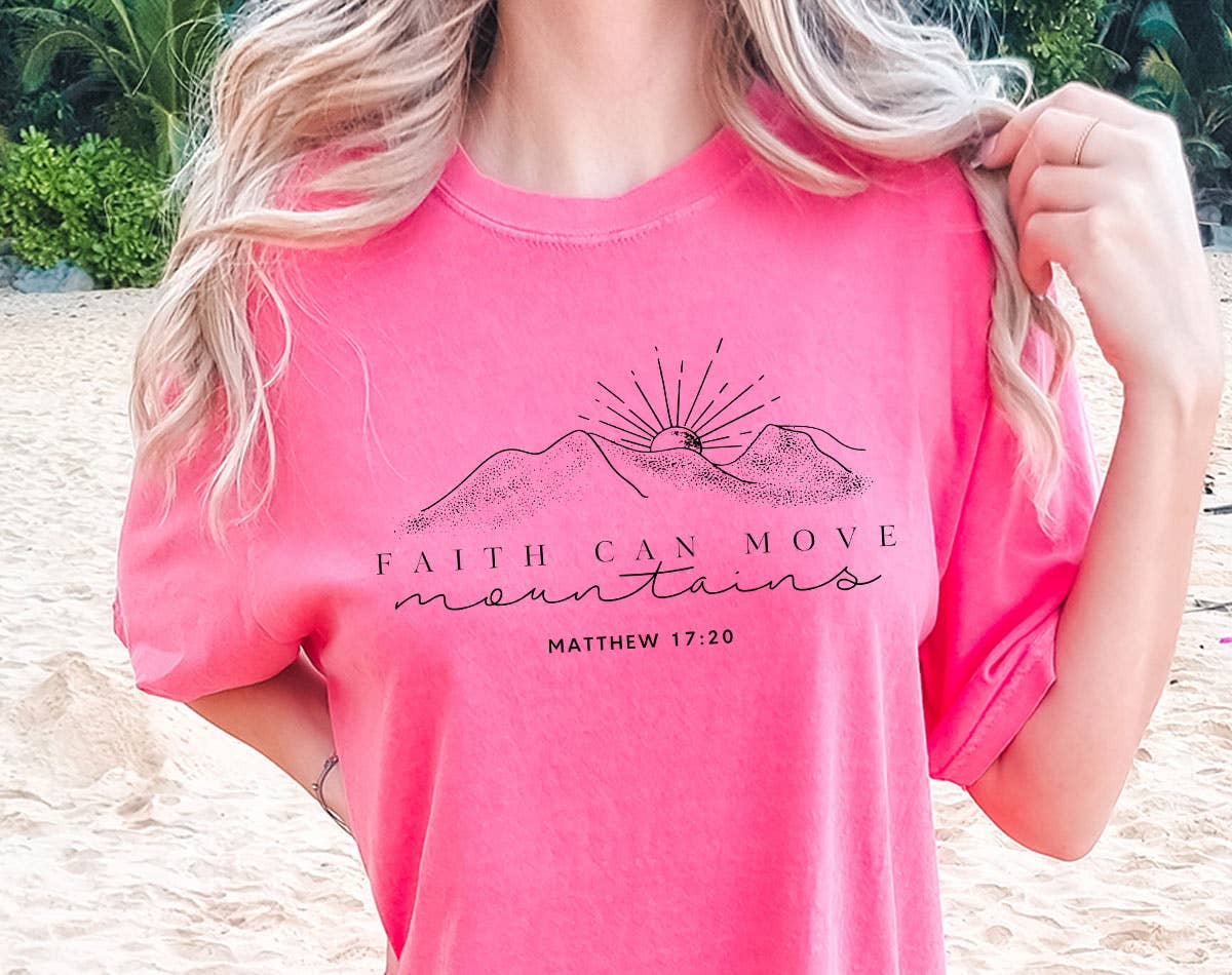 Faith Can Move Mountains - Bible Verse Comfort Colors Tee Hoodie, Sweatshirt | PodTeesHub.com