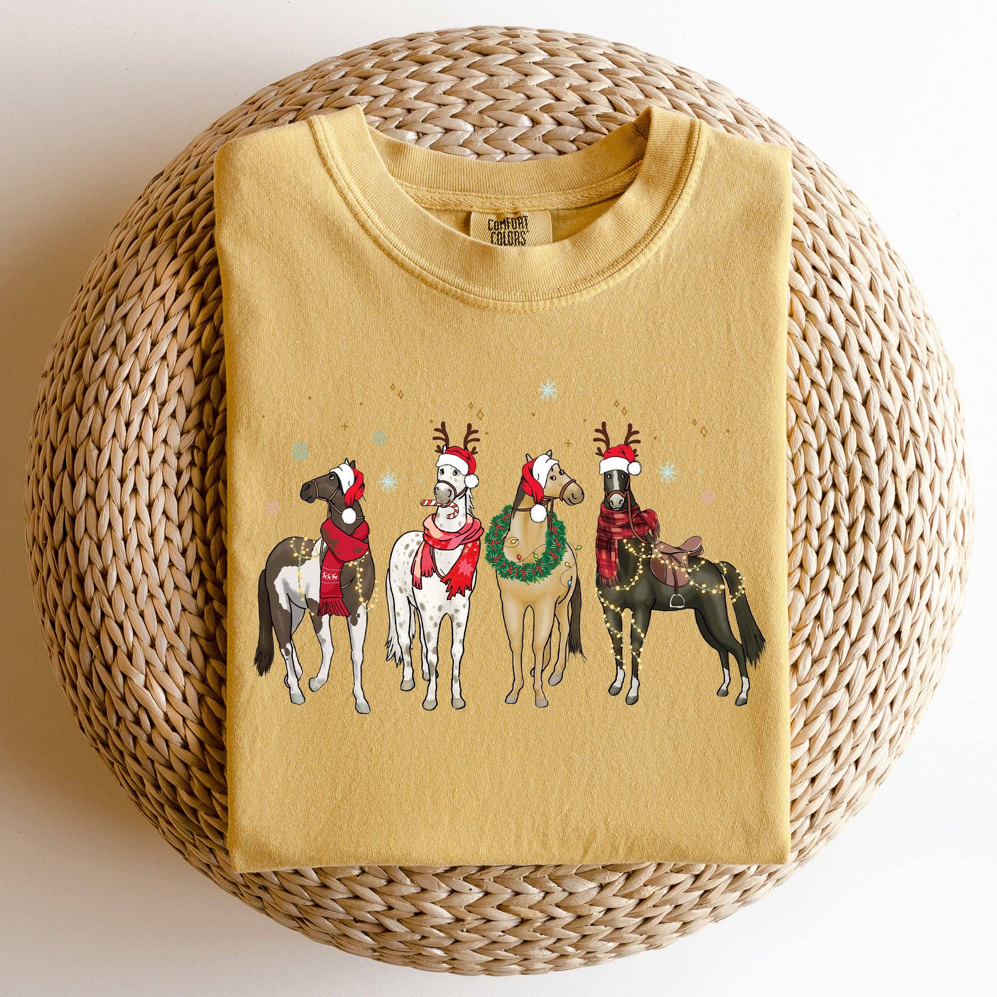 Christmas Horses, Horse Lovers, Santa, Winter Xmas Tshirt Hoodie, Sweatshirt | PodTeesHub.com