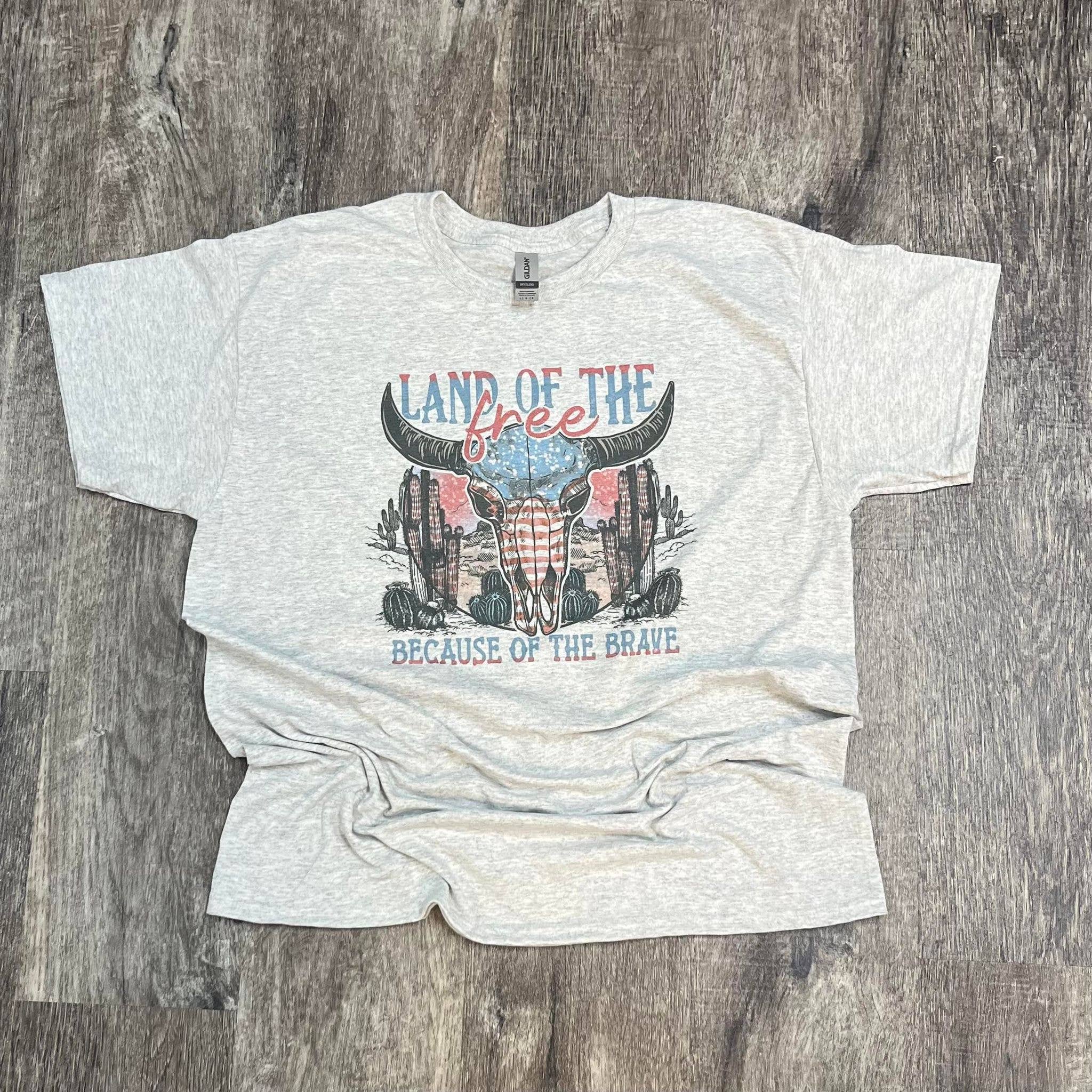 Land of the Free Because of the Brave On Ash Gray Tee Hoodie, Sweatshirt | PodTeesHub.com