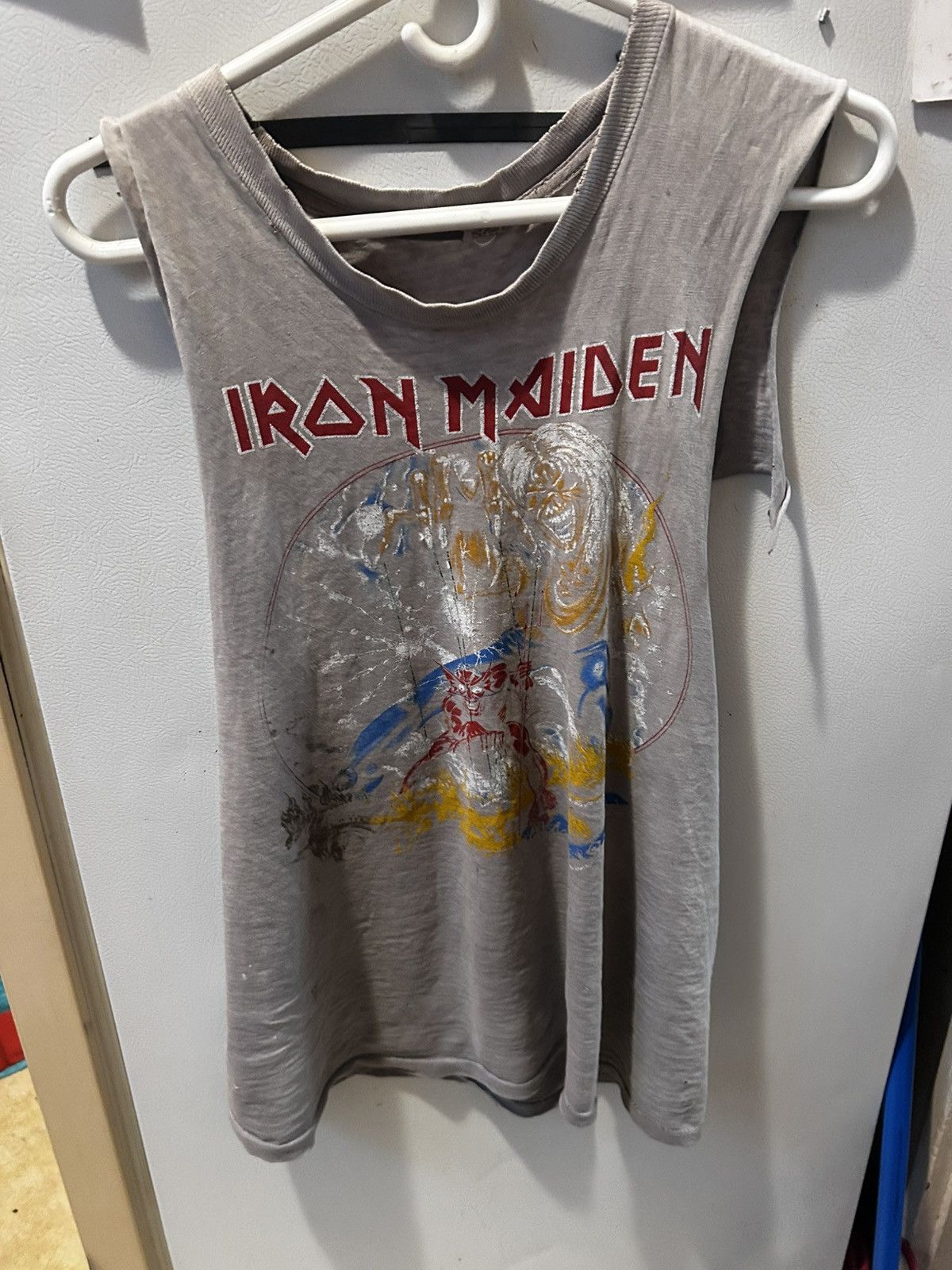 Iron Maiden X Vintage Sleeveless 82 Iron Maiden The Beast On The Road Tour Tee Hoodie, Sweatshirt | PodTeesHub.com