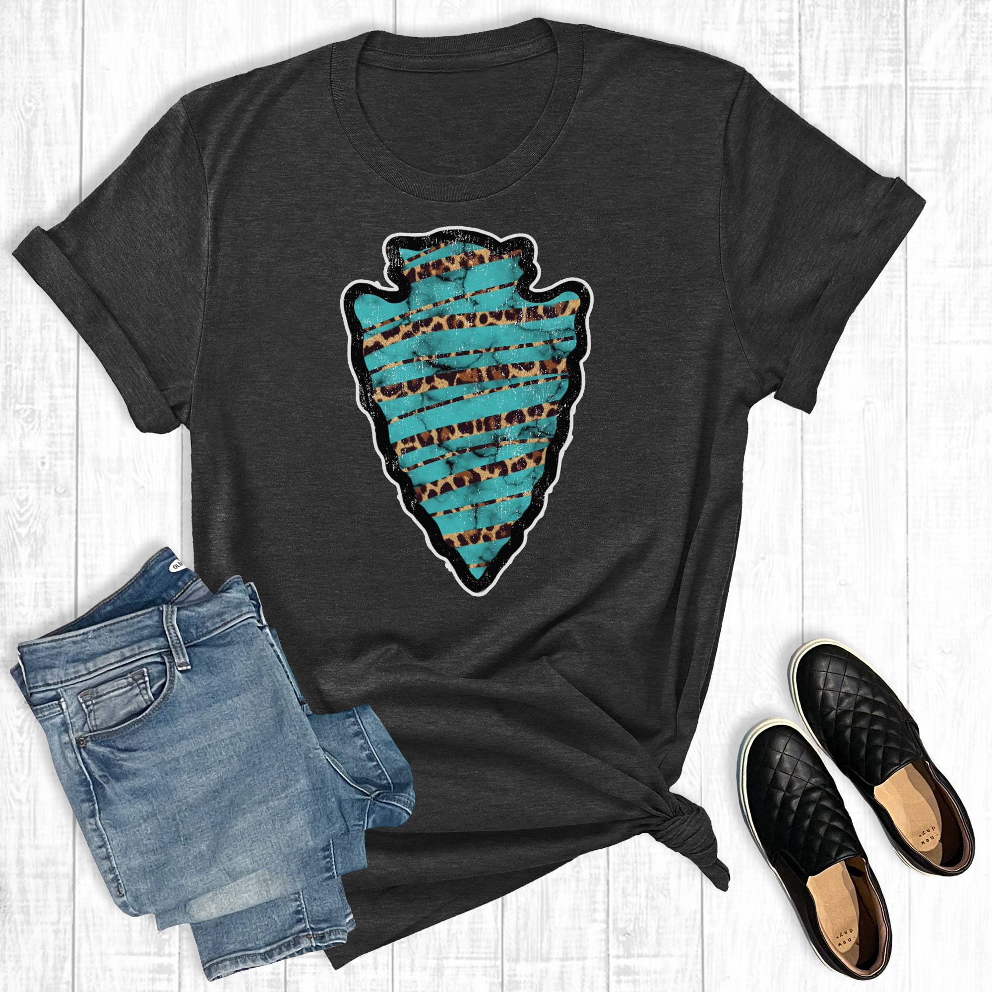 Western Turquoise Leopard Arrowhead Graphic Tee Hoodie, Sweatshirt | PodTeesHub.com