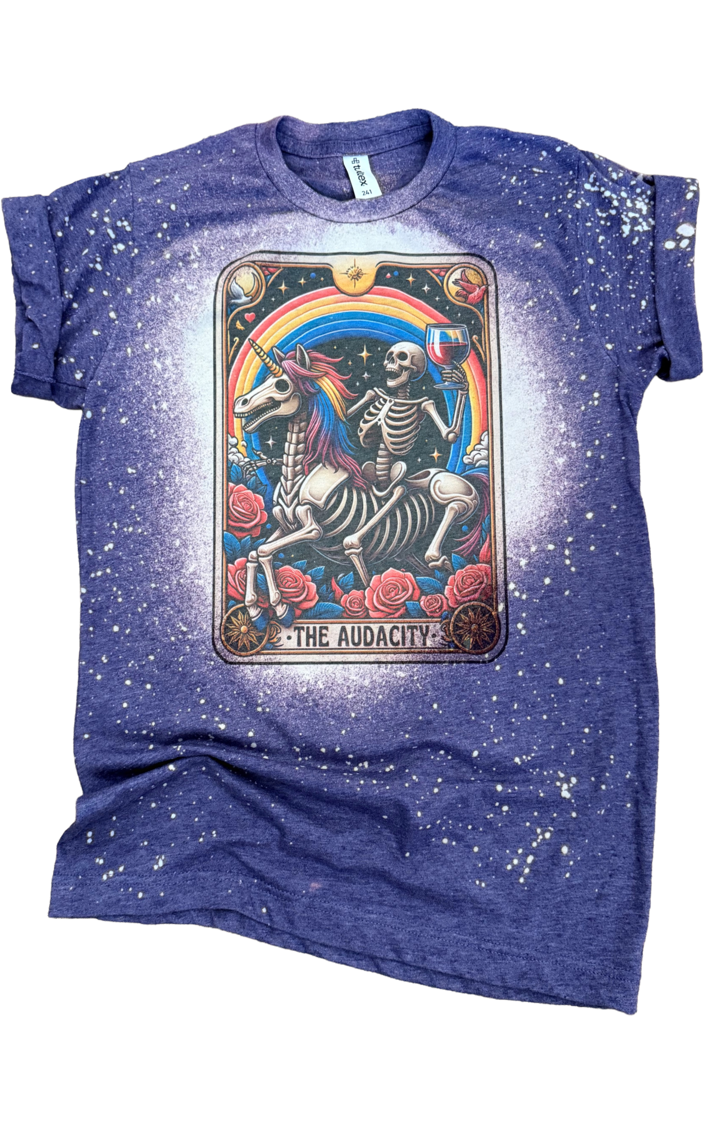 The Audacity - Skeleton Tarot Card Bleached Tee Hoodie, Sweatshirt | PodTeesHub.com