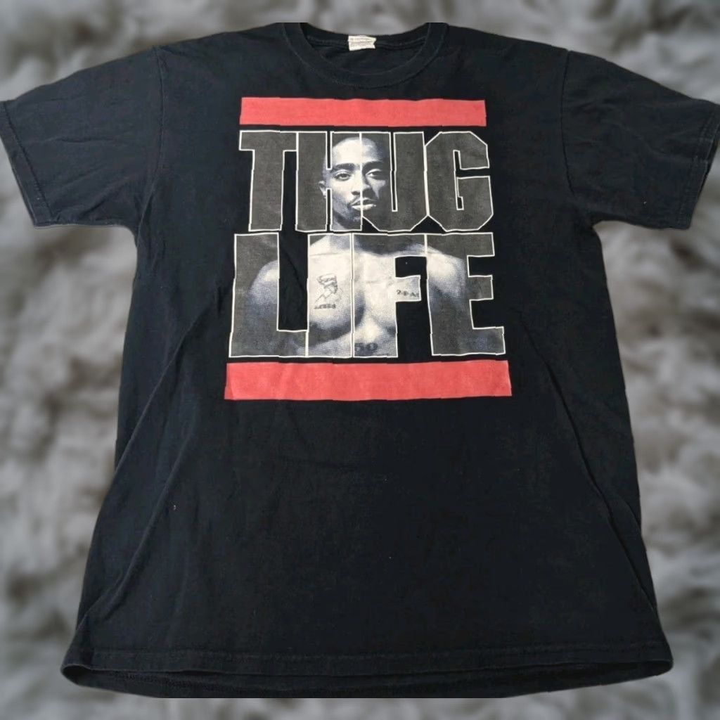 Fruit Of The Loom Vintage Tupac Graphic T Shirt Men M Black Thug Life 90s Rap Music Shirt Hoodie, Sweatshirt | PodTeesHub.com